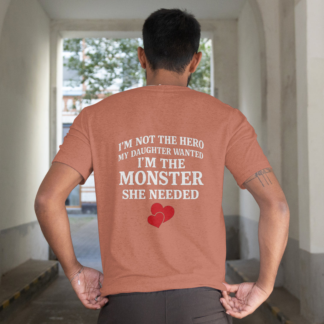 "Not the Hero, The Monster" Dad T-Shirt - Funny Protective Father Tee by RanggRiwaaz