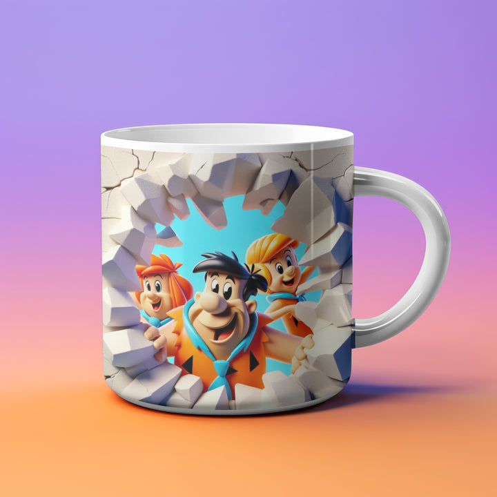 The Flintstones 3D Ceramic Mug | Fred & Barney Coffee Cup | Classic Cartoon Collectible