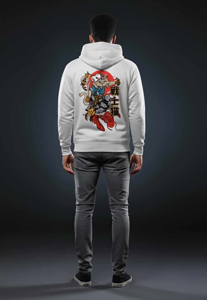 No Nine Lives, Just One Great Fight Kitsune's Shadow Guard Unisex Hoodie by RanggRiwaaz