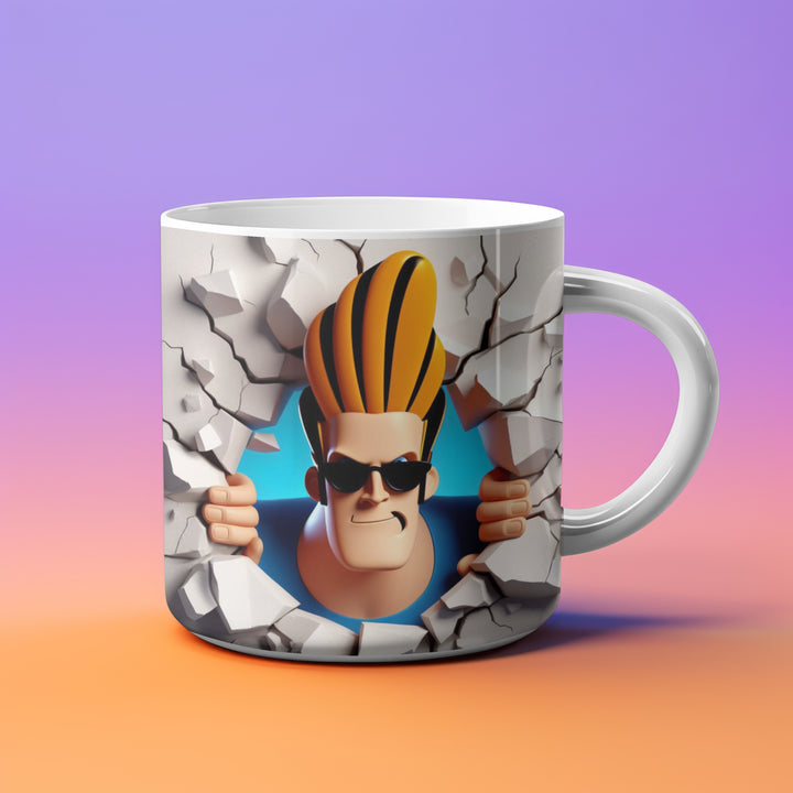 Johnny Bravo 3D Ceramic Mug | Cartoon Network Coffee Cup | 90s Cartoon Collectible