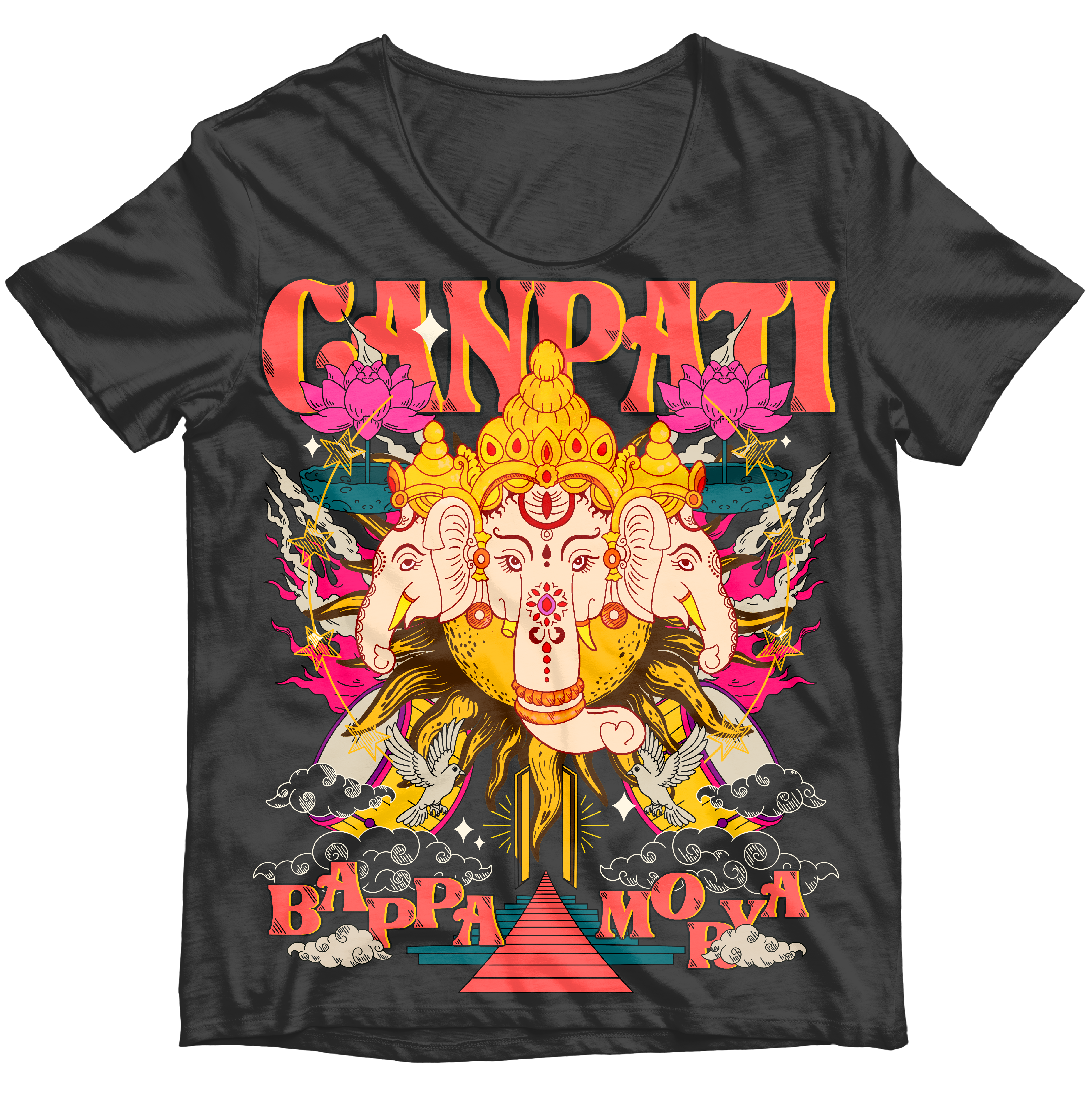 Ganpati Bappa Morya T-Shirt - Devotional Ganesh Mantra Tee by RanggRiwaaz