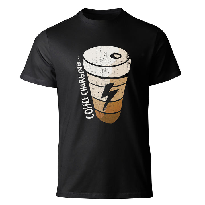 Coffee Charging T-Shirt - Funny Caffeine Powered Tee by RanggRiwaaz