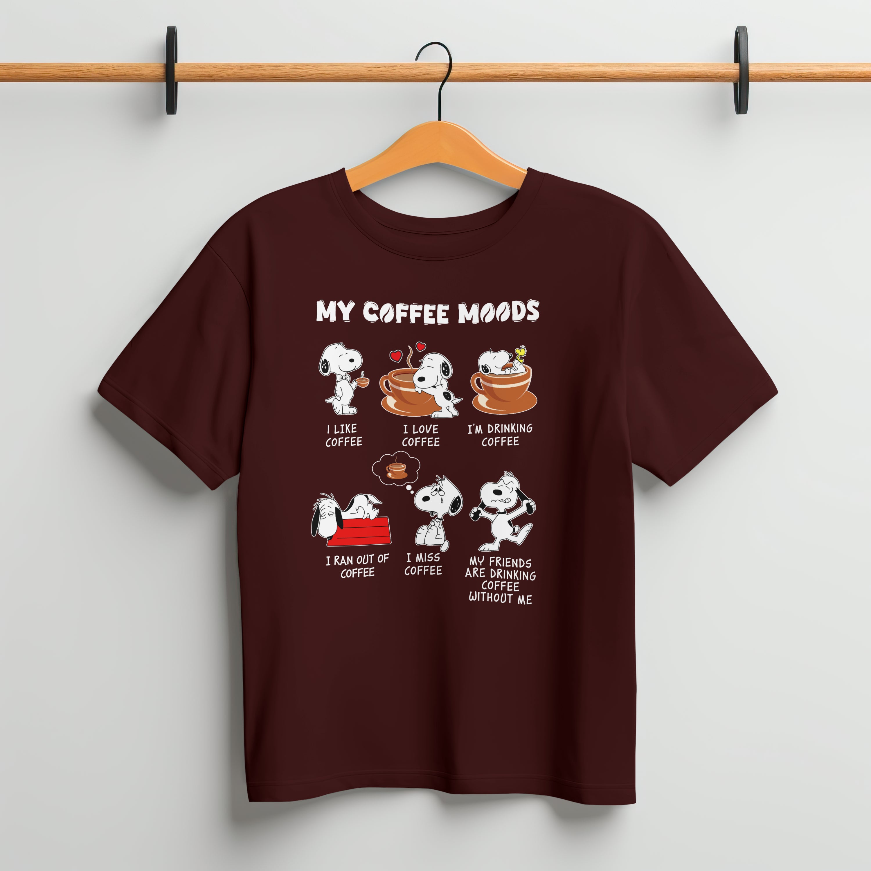 My Coffee Moods T-Shirt for Women - Funny Coffee Lover Tee by RanggRiwaaz
