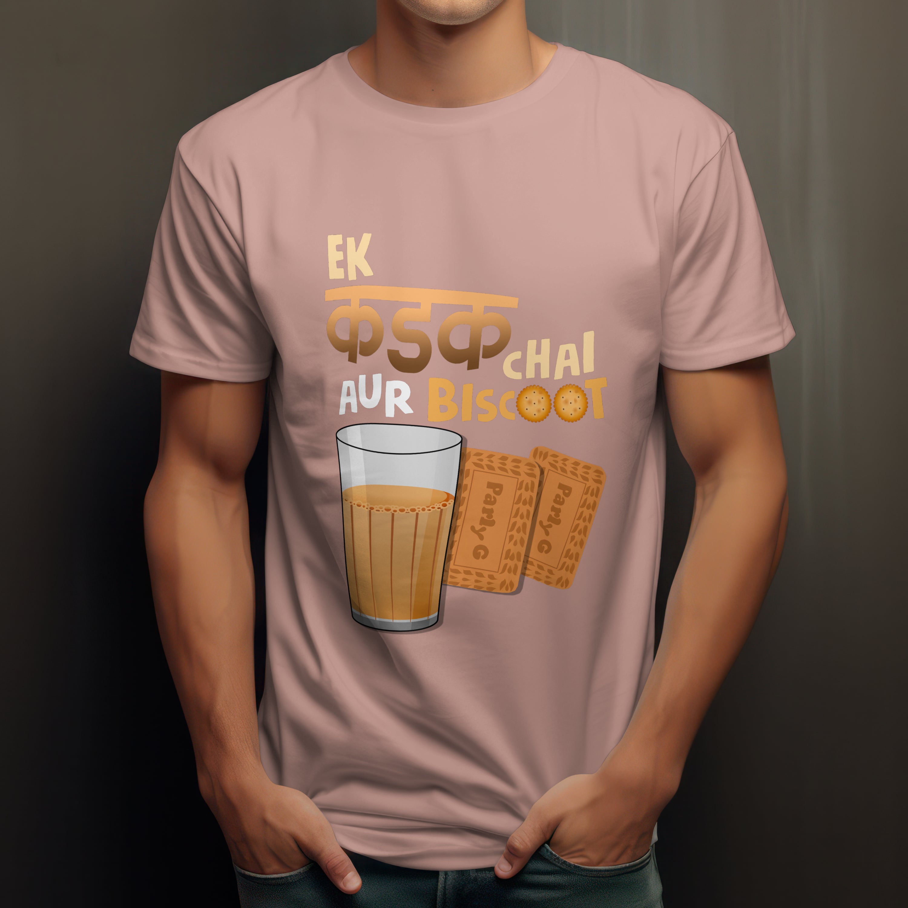 Ek Kadak Chai Aur Biscoot Men's T-Shirt - Hindi Tea Lover Tee by RanggRiwaaz