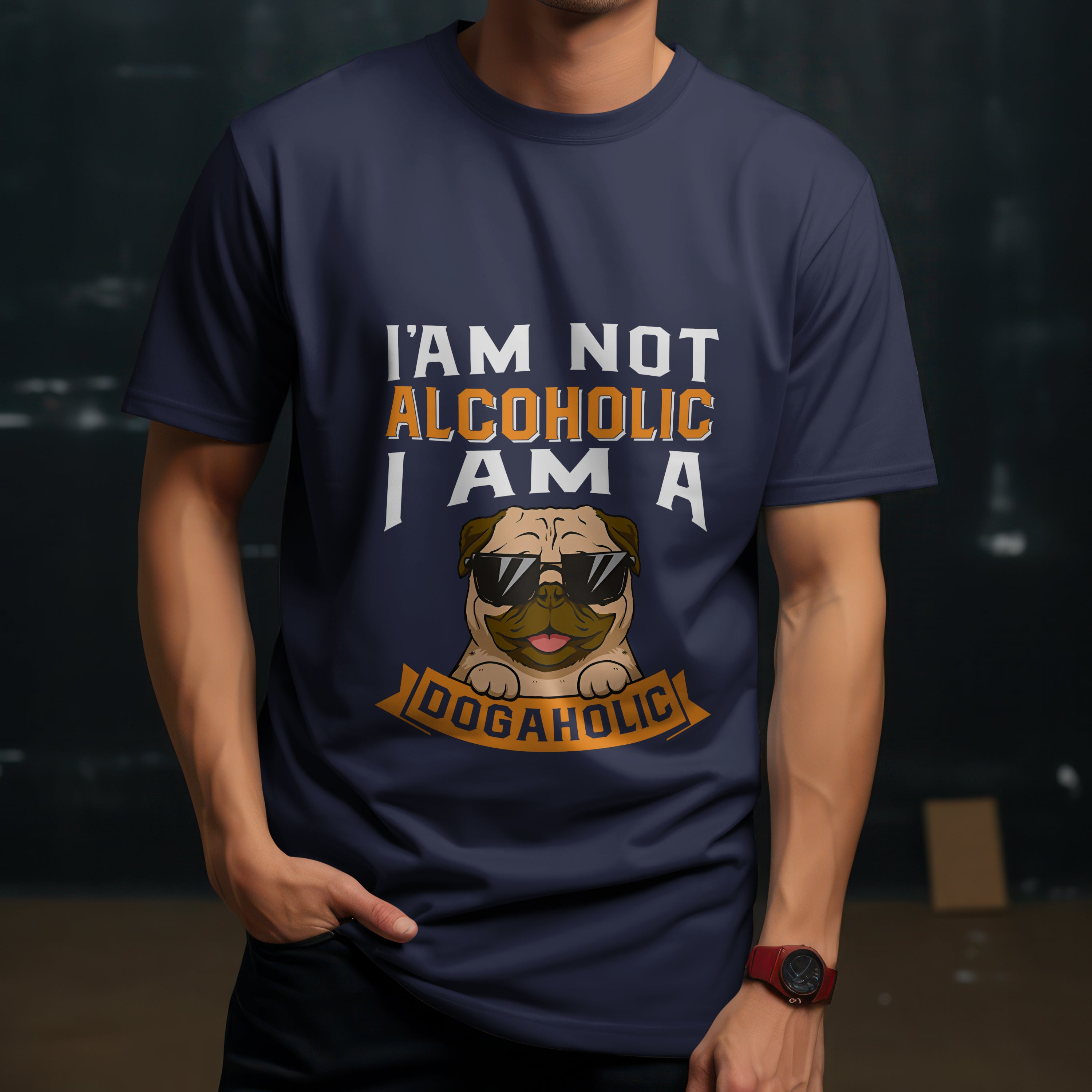 "I Am a Dogaholic" T-Shirt - Funny Dog Lover Tee by RanggRiwaaz