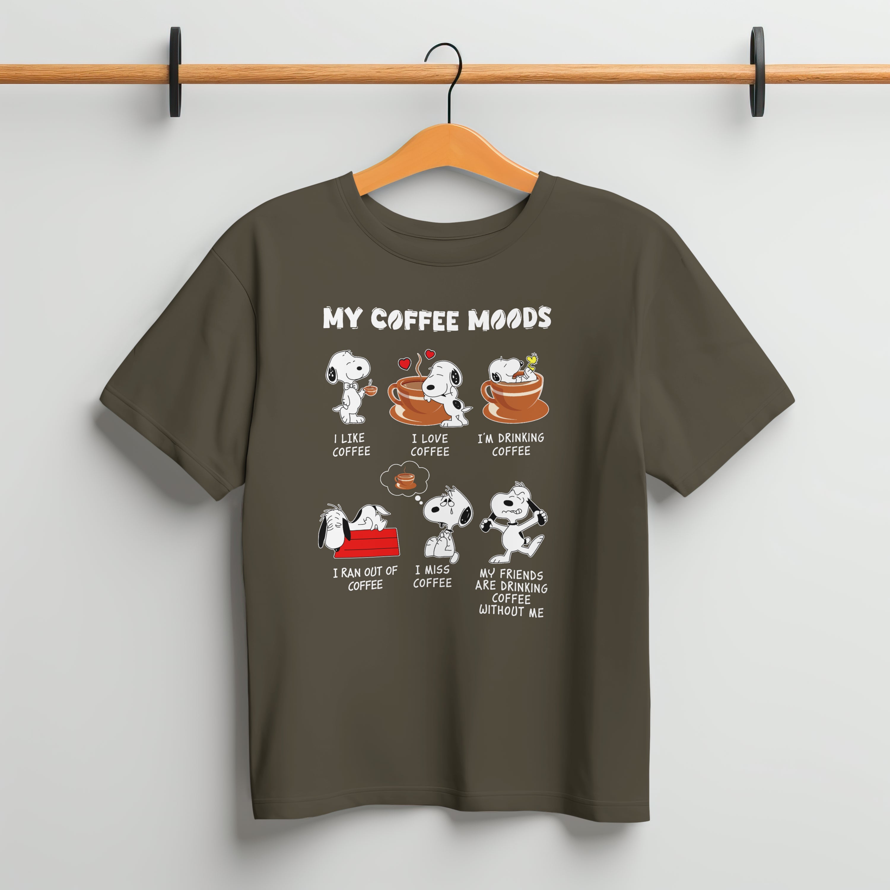 My Coffee Moods T-Shirt for Men - Funny Coffee Lover Tee by RanggRiwaaz
