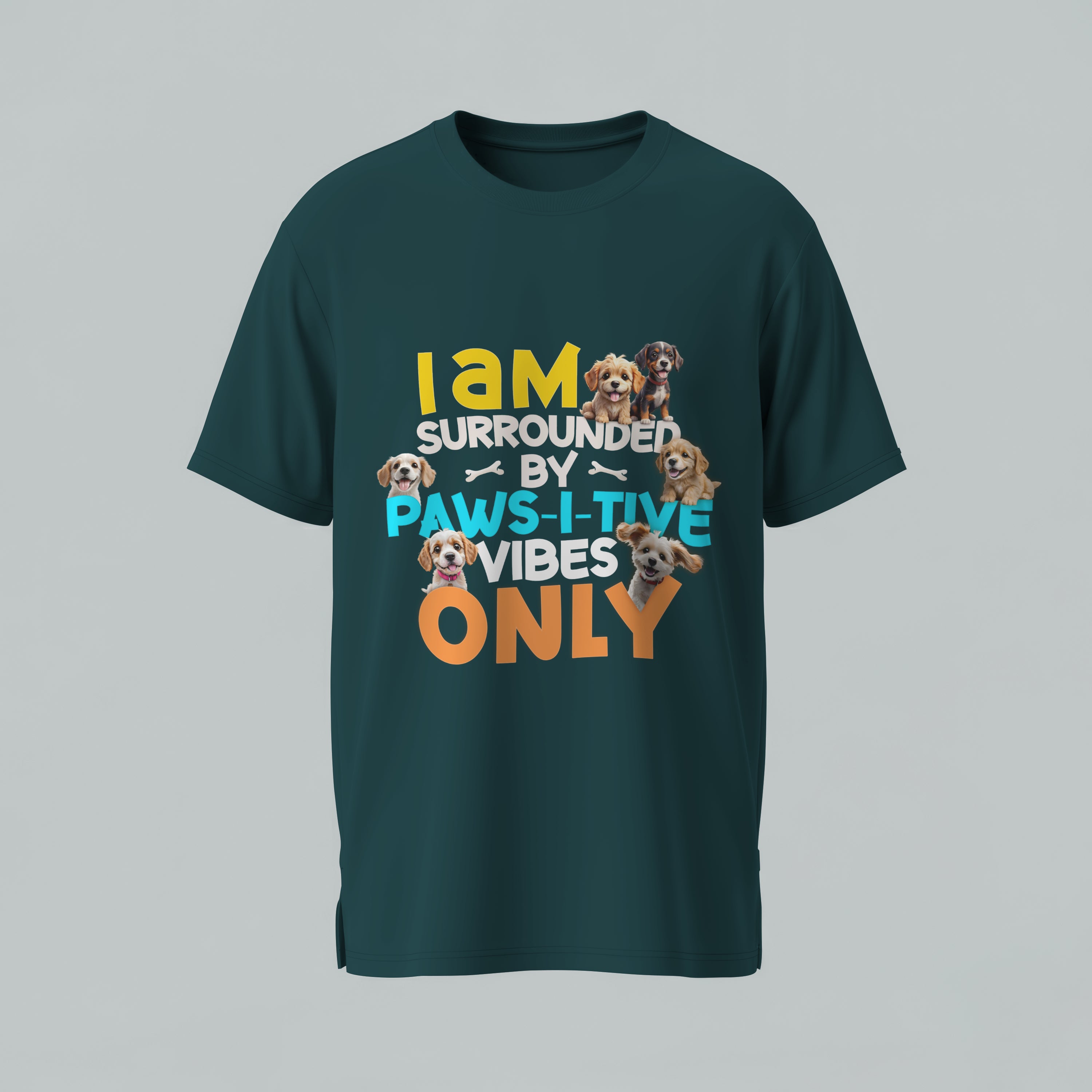 Paws-i-tive Vibes Only T-Shirt - Dog Lover Positive Message Tee Dog Owner Gift by RanggRiwaaz