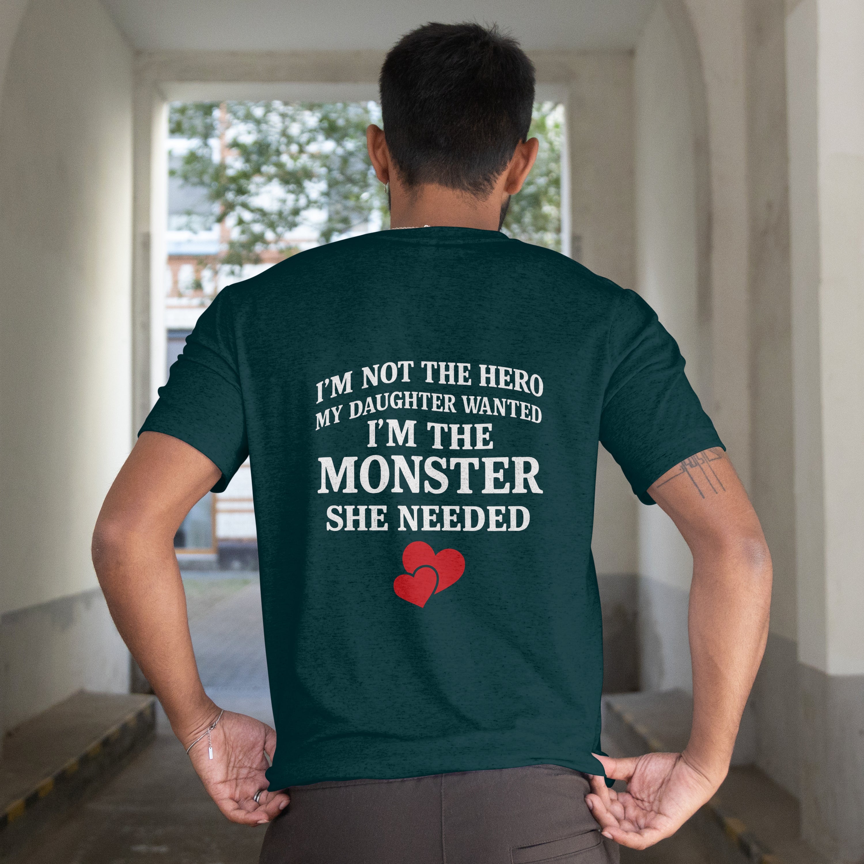 "Not the Hero, The Monster" Dad T-Shirt - Funny Protective Father Tee by RanggRiwaaz