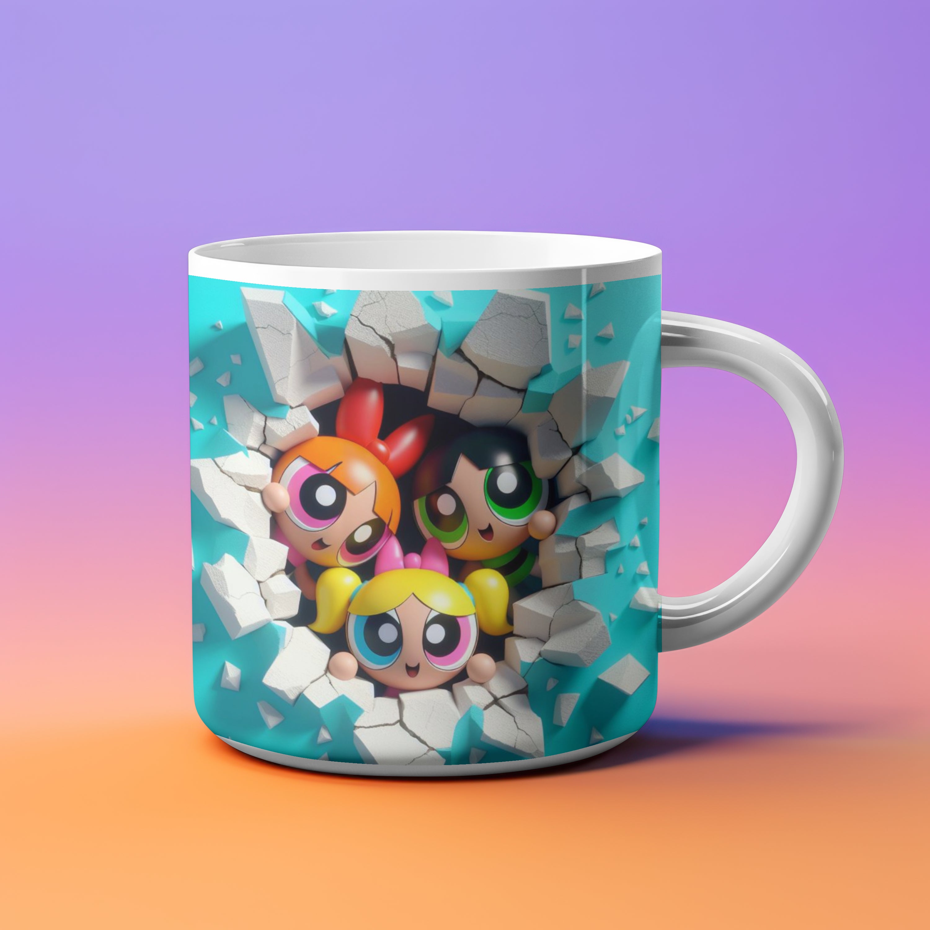 Powerpuff Girls 3D Mug | Blossom, Bubbles, Buttercup Coffee Cup | Cartoon Network Collectible