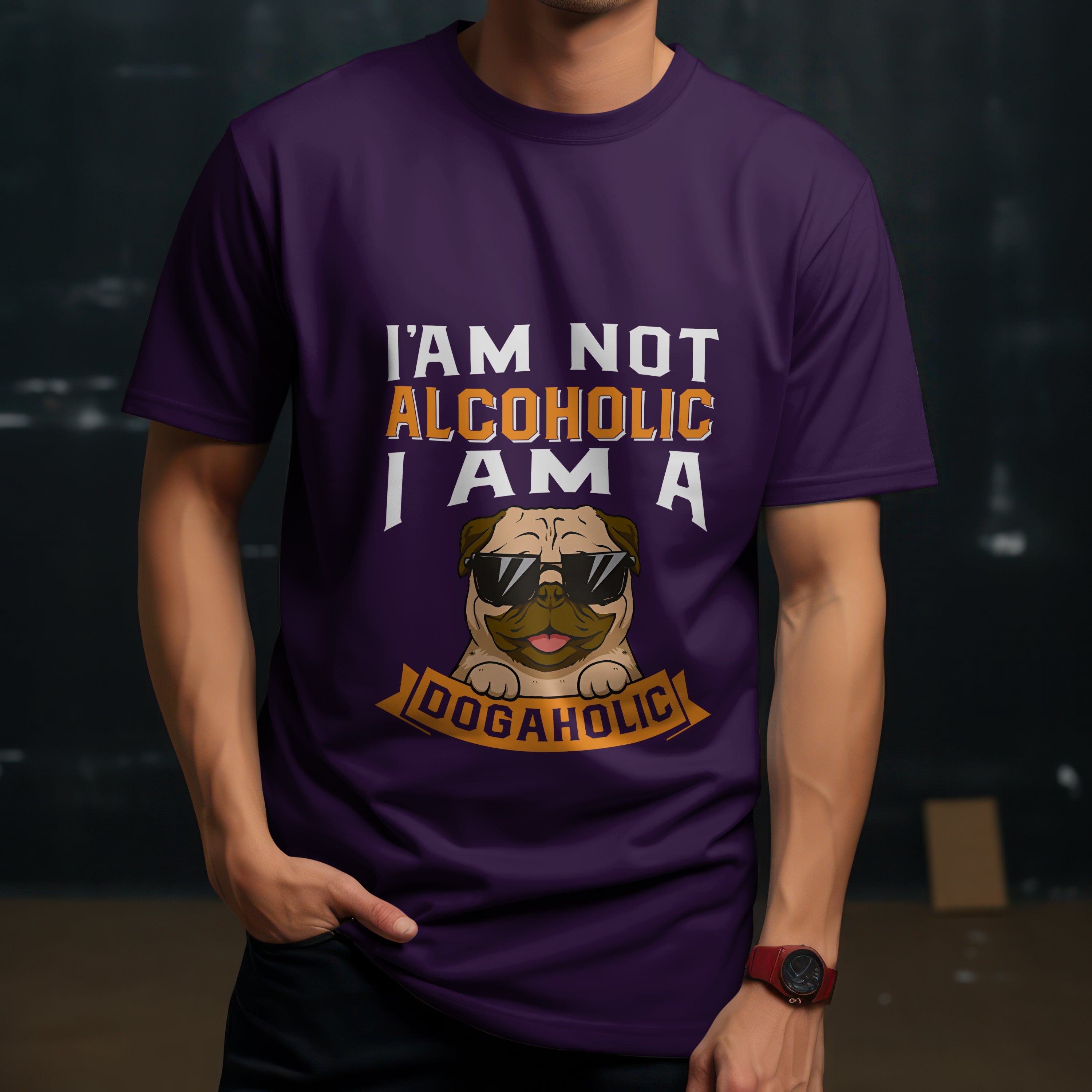 "I Am a Dogaholic" T-Shirt - Funny Dog Lover Tee by RanggRiwaaz