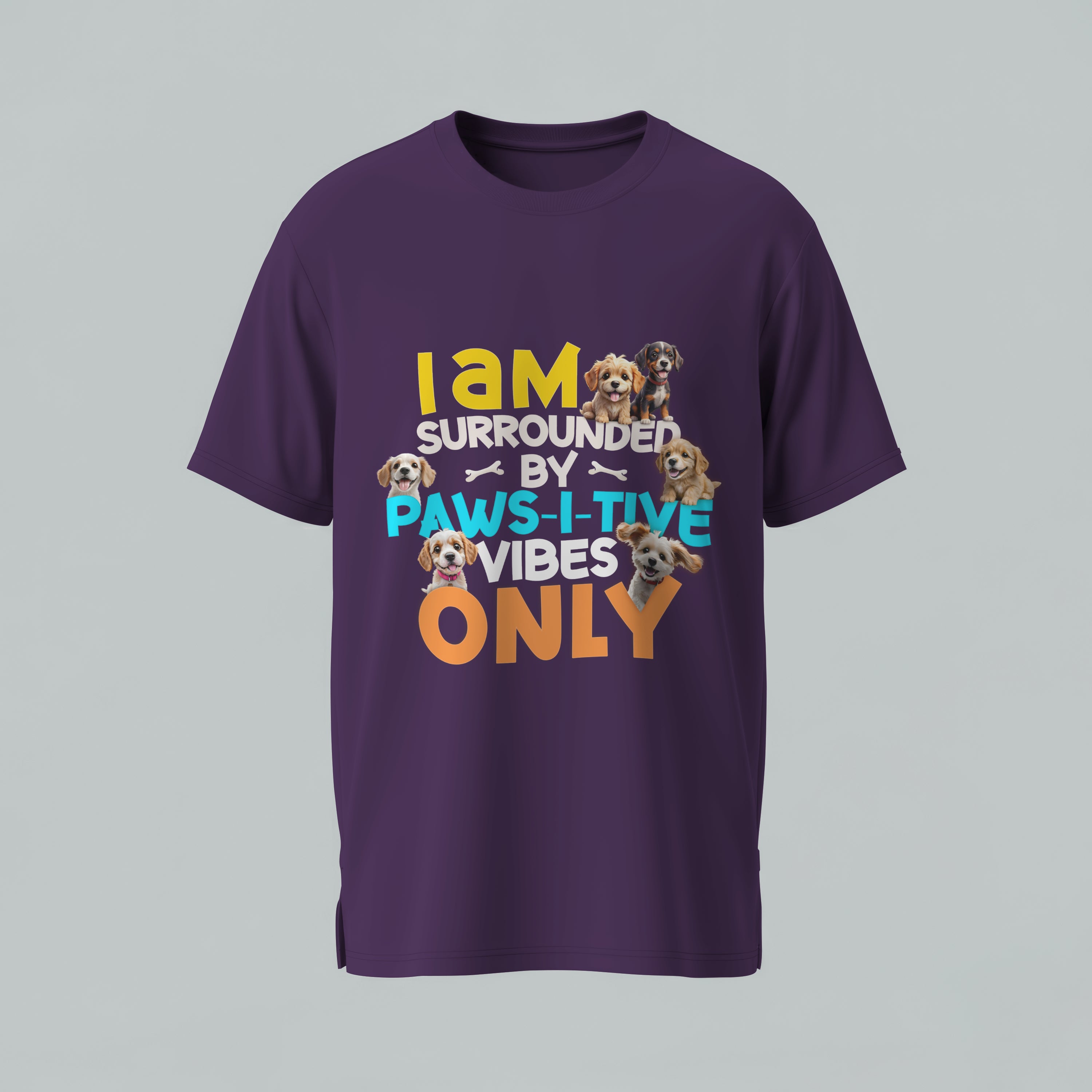 Paws-i-tive Vibes Only T-Shirt - Dog Lover Positive Message Tee Dog Owner Gift by RanggRiwaaz