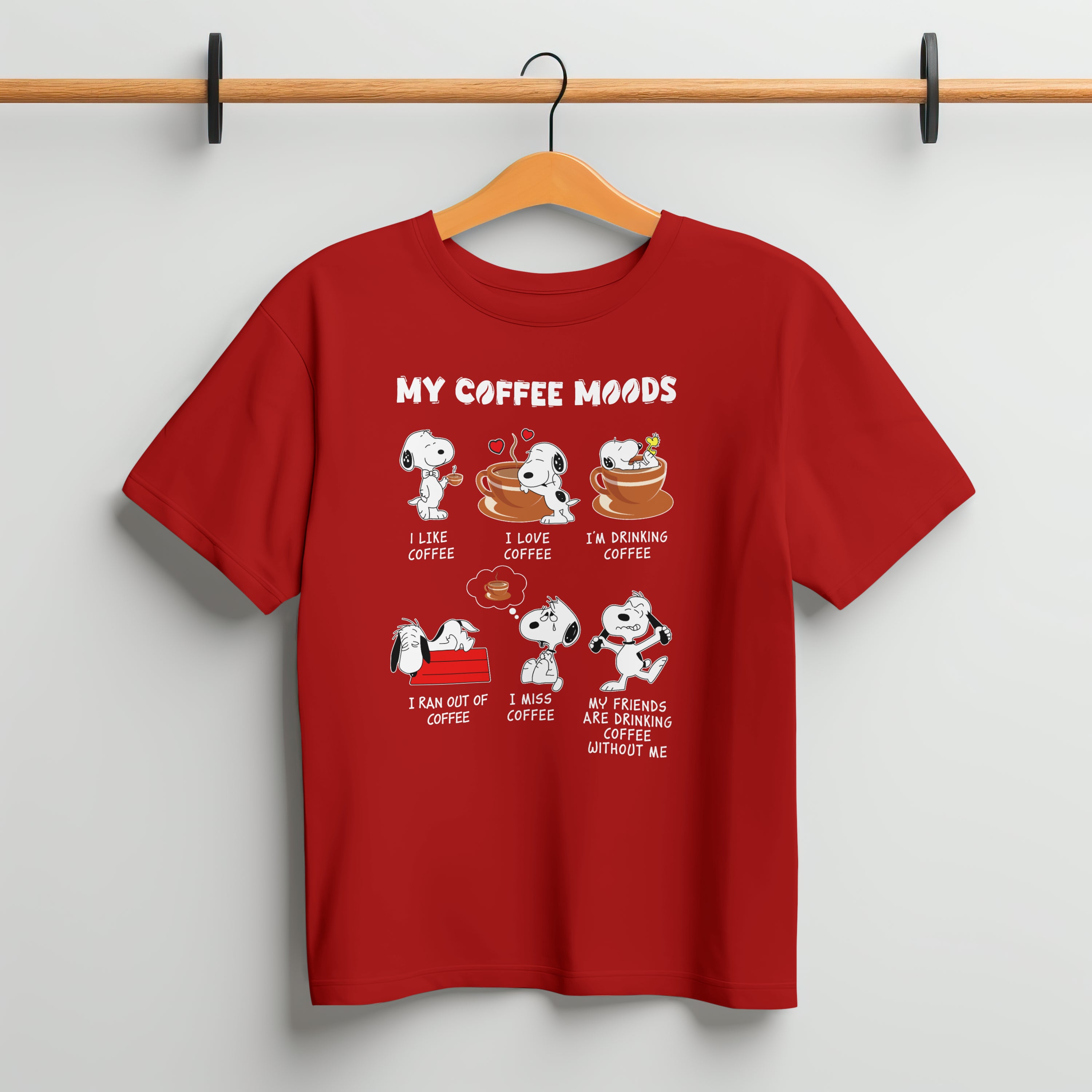 My Coffee Moods T-Shirt for Women - Funny Coffee Lover Tee by RanggRiwaaz