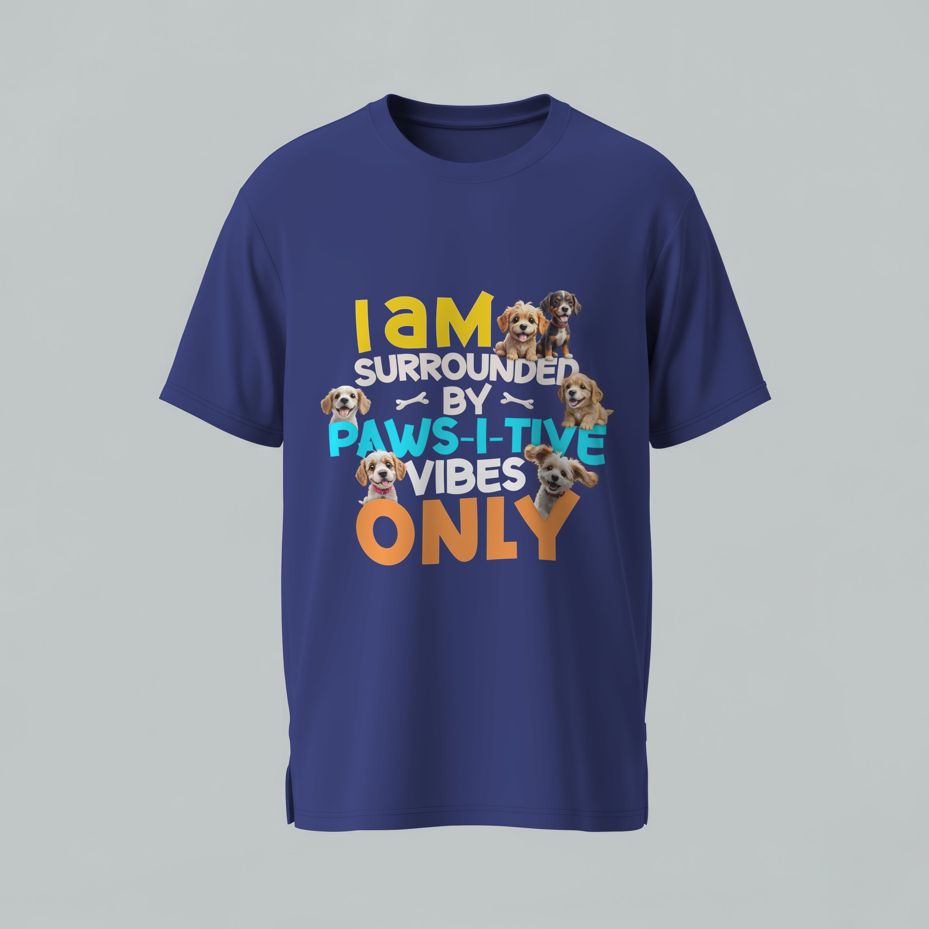 Paws-i-tive Vibes Only T-Shirt - Dog Lover Positive Message Tee Dog Owner Gift by RanggRiwaaz