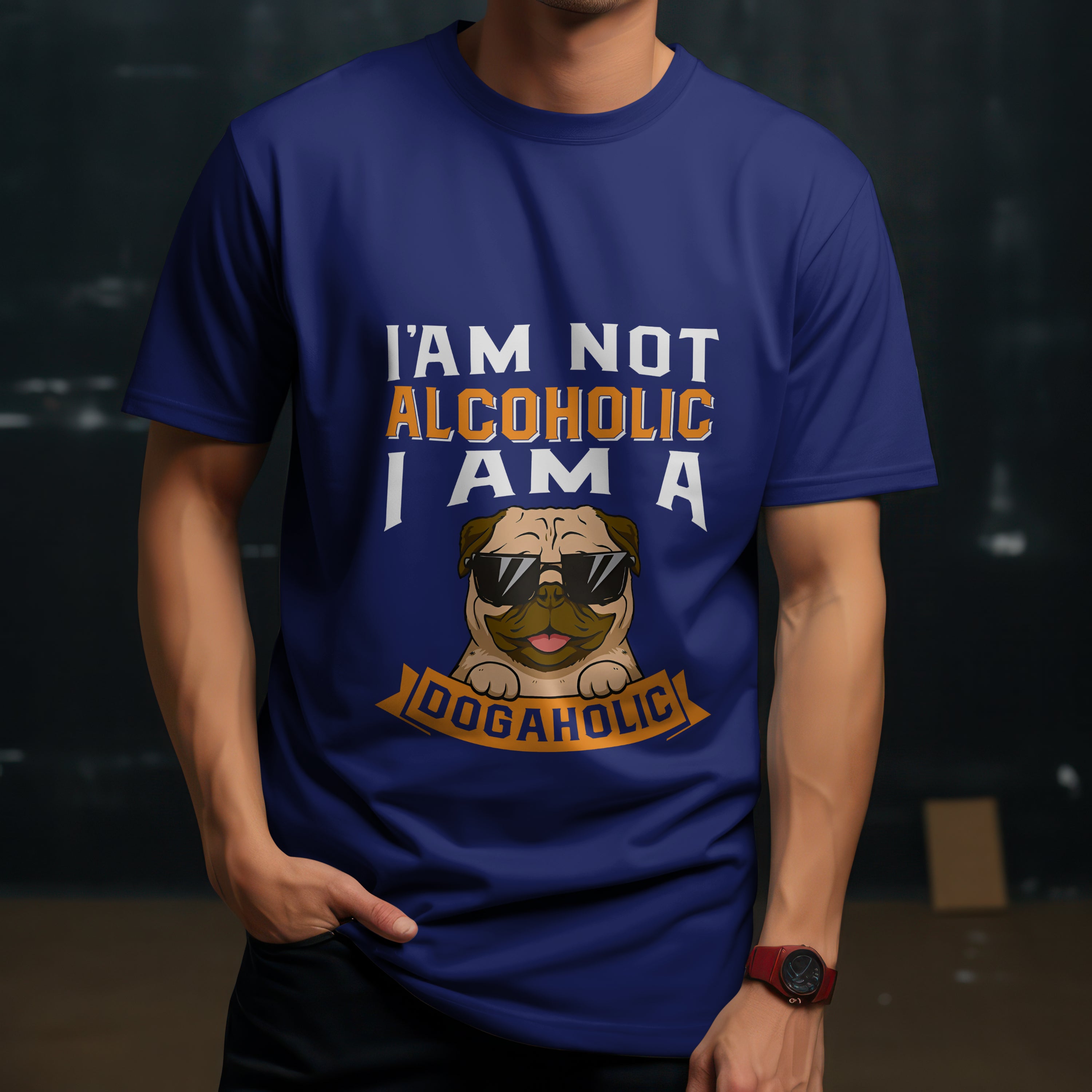 "I Am a Dogaholic" T-Shirt - Funny Dog Lover Tee by RanggRiwaaz