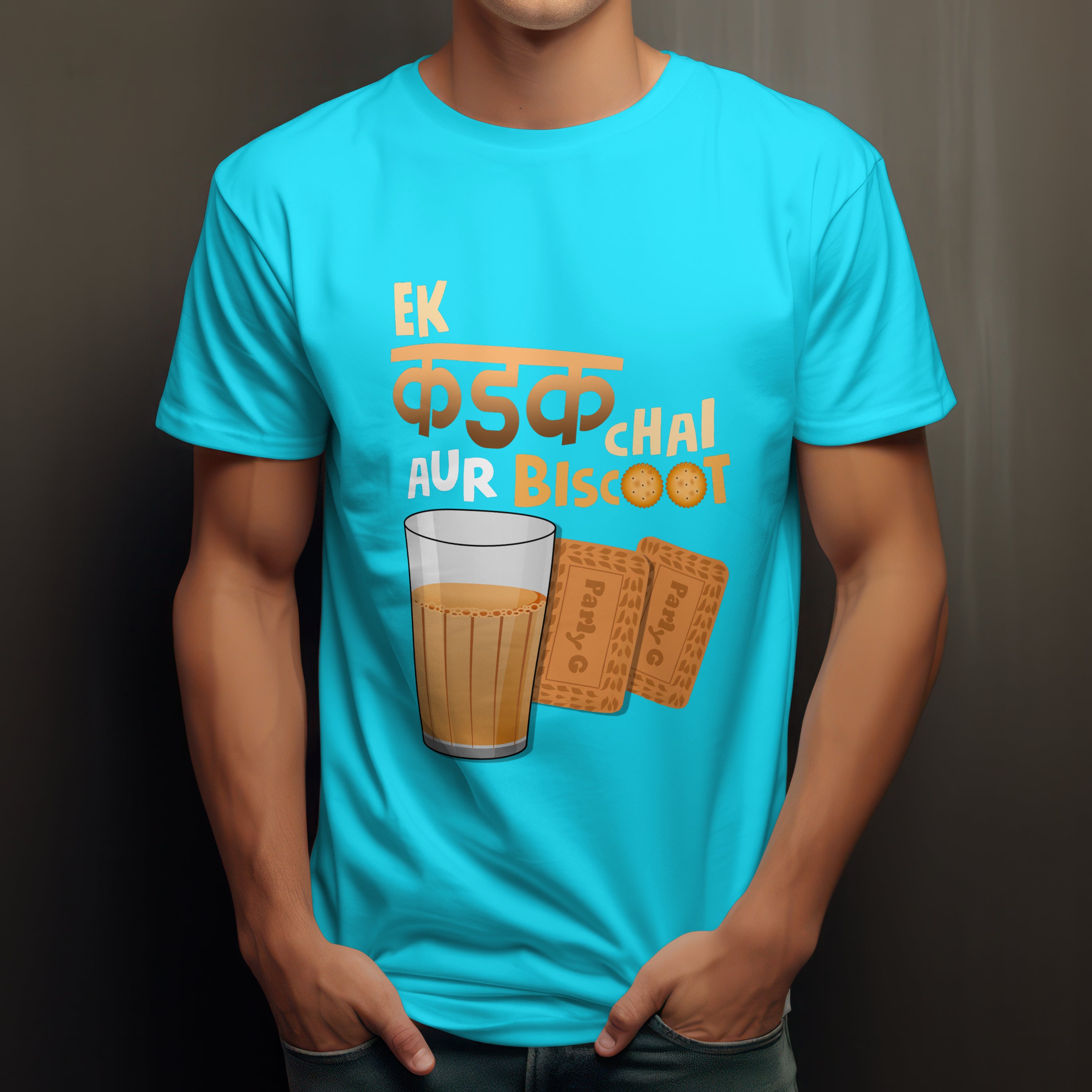Ek Kadak Chai Aur Biscoot Men's T-Shirt - Hindi Tea Lover Tee by RanggRiwaaz