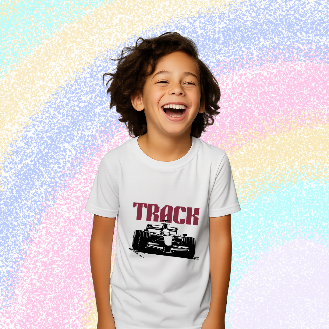 Go-Fast Track Racer Boys' T-Shirt - Dynamic Racing Car Graphic Tee by RanggRiwaaz