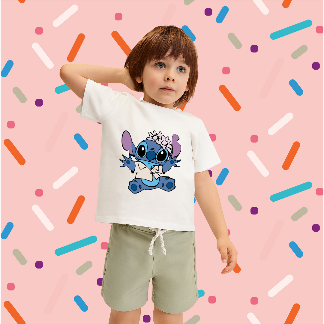 Disney Stitch Graphic Tee for Boys - Fun Kids' Printed T-Shirt by RanggRiwaaz