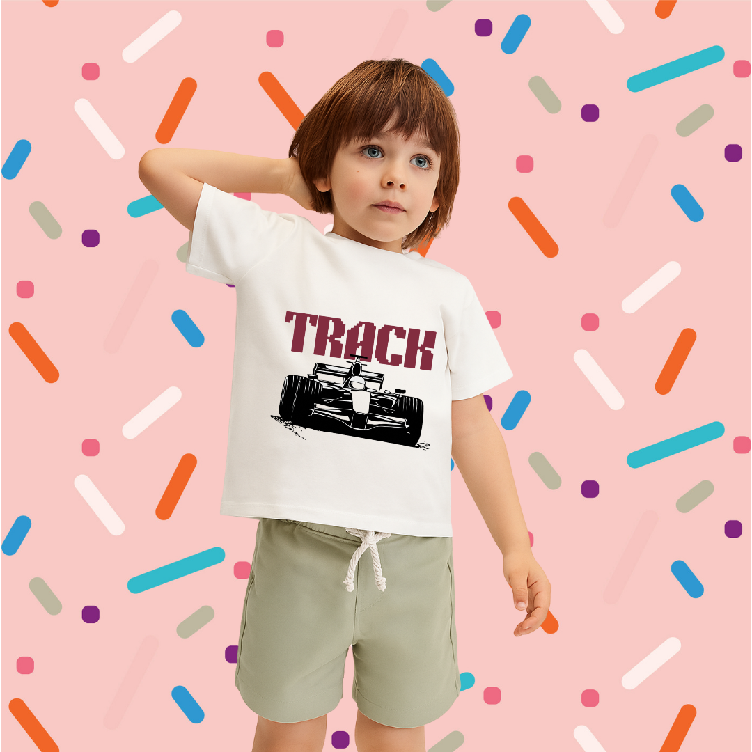 Go-Fast Track Racer Boys' T-Shirt - Dynamic Racing Car Graphic Tee by RanggRiwaaz