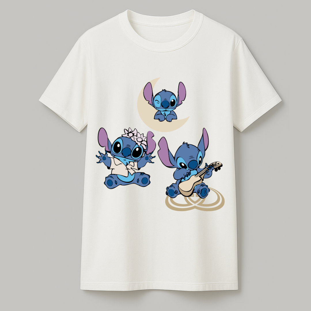 Disney Stitch Play Wink Dance White T-Shirt for Boys - Fun Character Graphic Tee by RanggRiwaaz