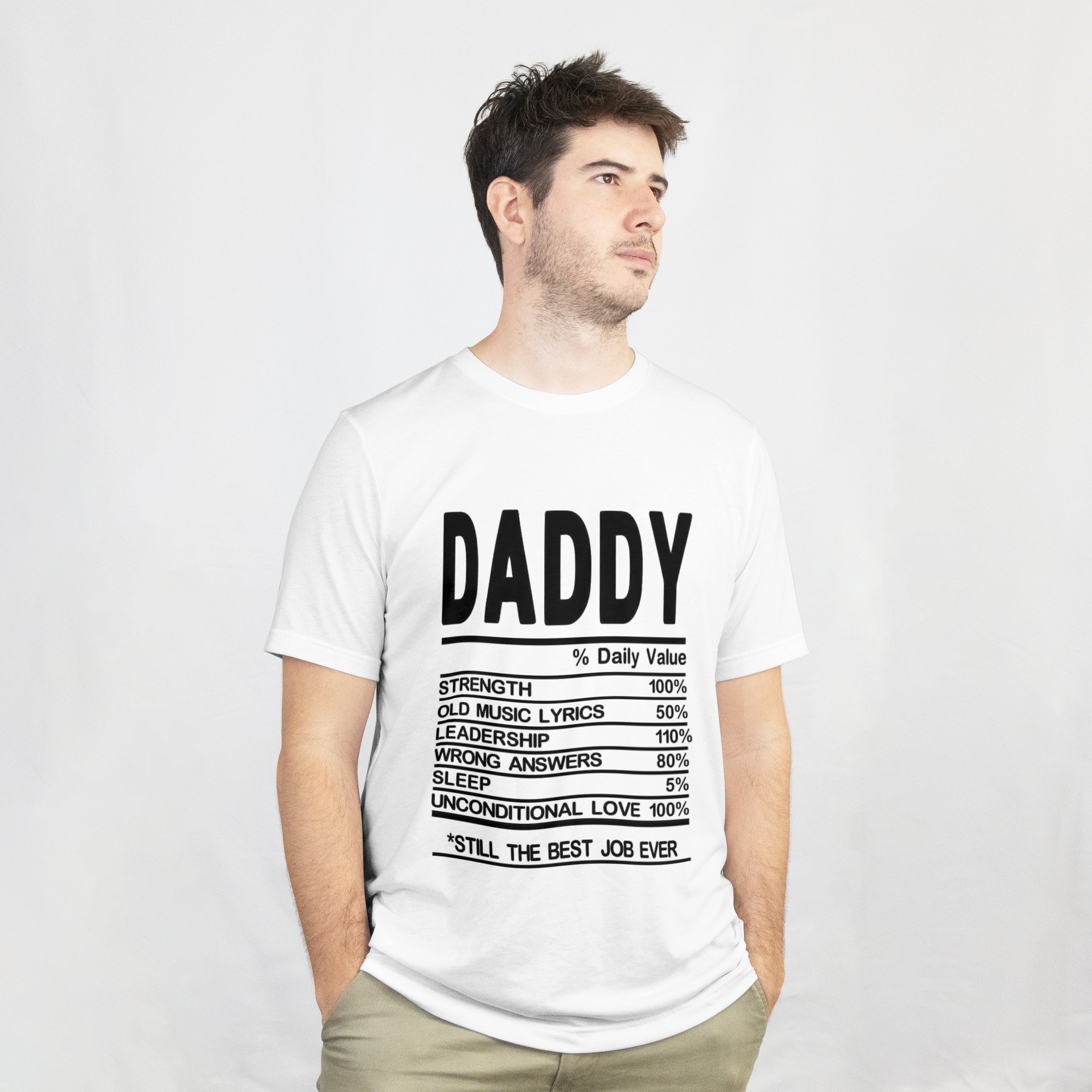 Daddy Daily Value T-Shirt for Men - Funny Nutrition Facts Dad Tee by RanggRiwaaz