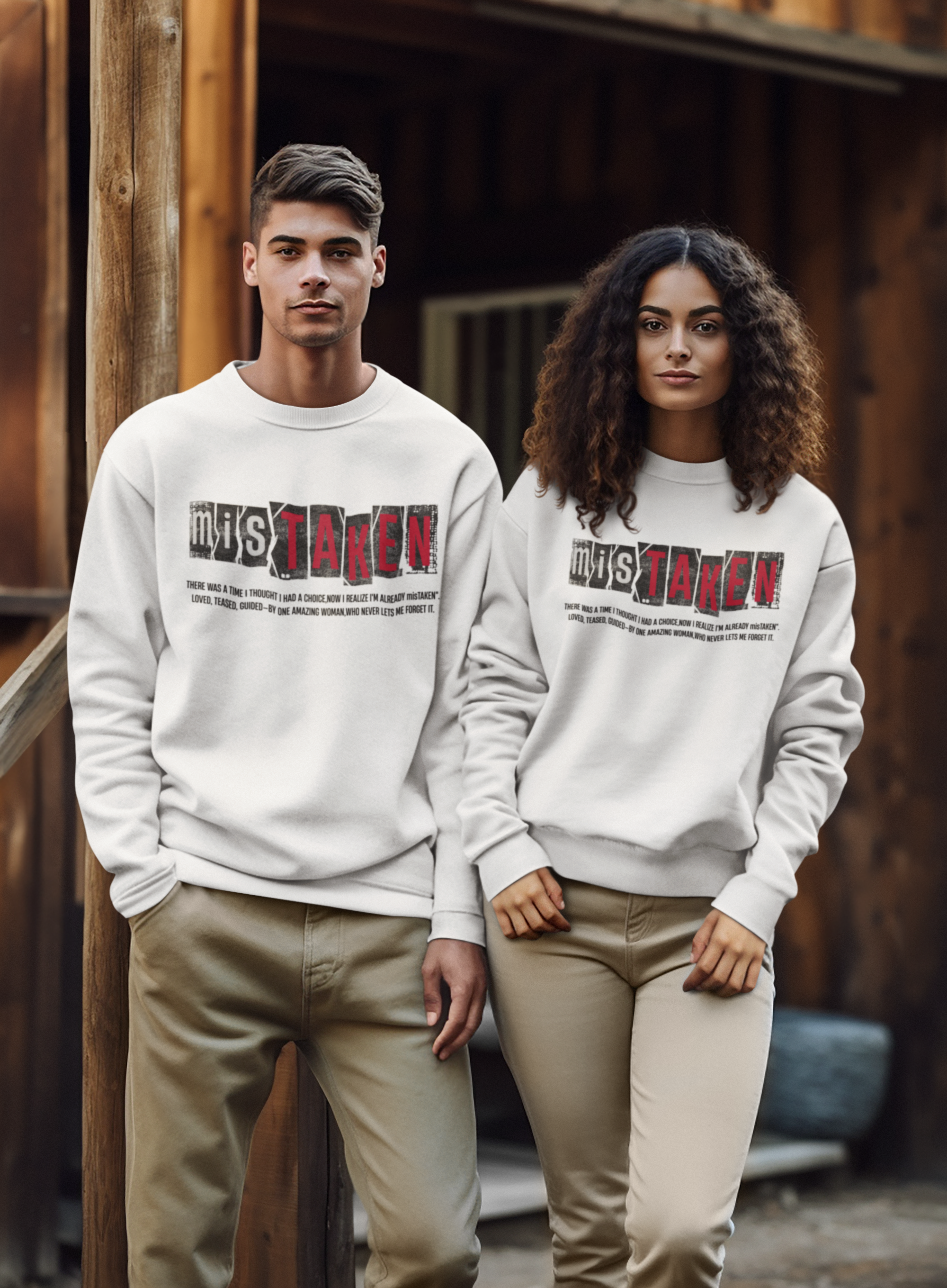 Funny Anniversary Gift: "Mistaken Husband & Wife" Couple Sweatshirt by RanggRiwaaz