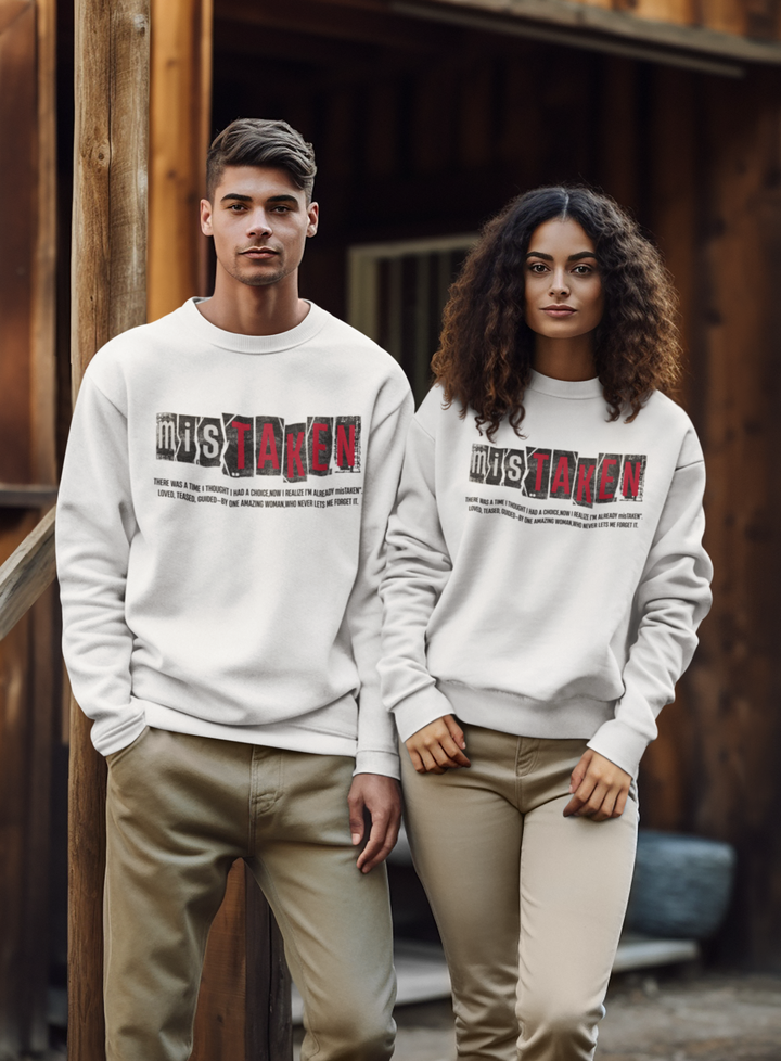 Funny Anniversary Gift: "Mistaken Husband & Wife" Couple Sweatshirt by RanggRiwaaz