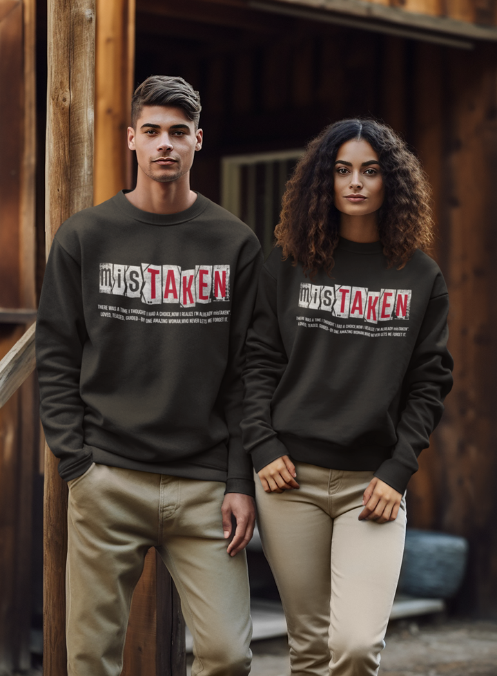 Funny Anniversary Gift: "Mistaken Husband & Wife" Couple Sweatshirt by RanggRiwaaz