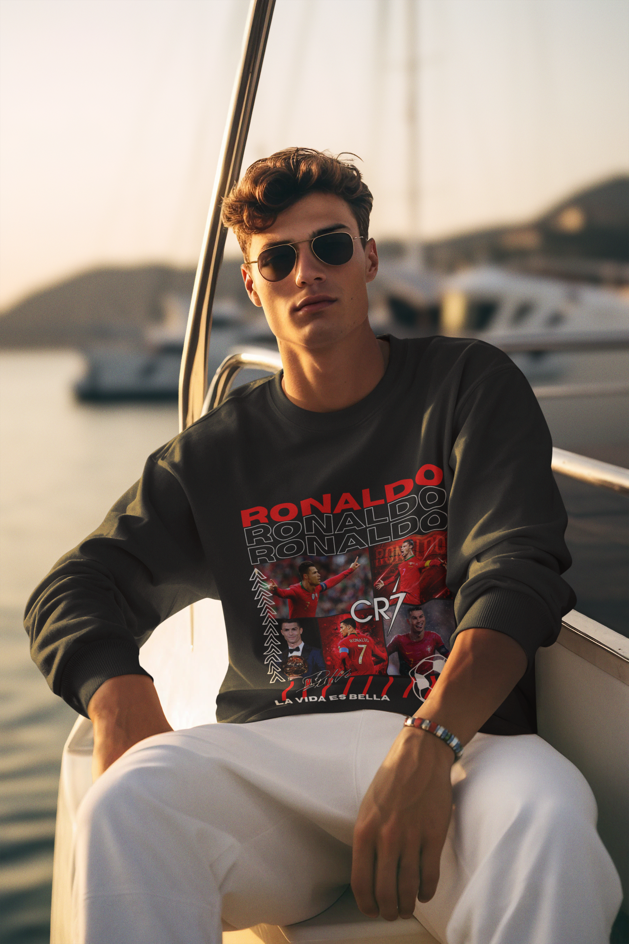 Cristiano Ronaldo Portugal Legend Sweatshirt | CR7 Ballon d'Or Winner Graphic - Unisex Sweatshirt by RanggRiwaaz