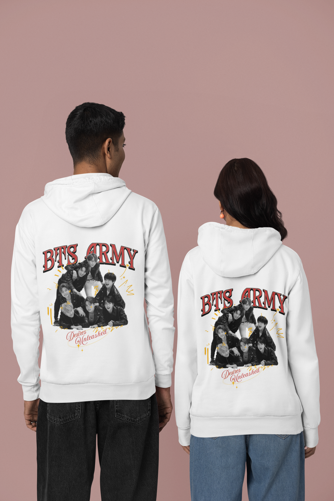 BTS Army "Desires Unleashed" Graphic Hoodie | OT7 Rock Concept | K-POP Unisex Pullover Hoodie by RanggRiwaaz