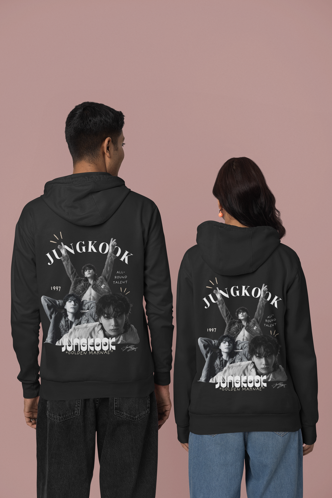 Jeon Jungkook 1997 Collage Hoodie | Golden Album Era Merch | BTS | K-POP Unisex Pullover Hoodie by RanggRiwaaz
