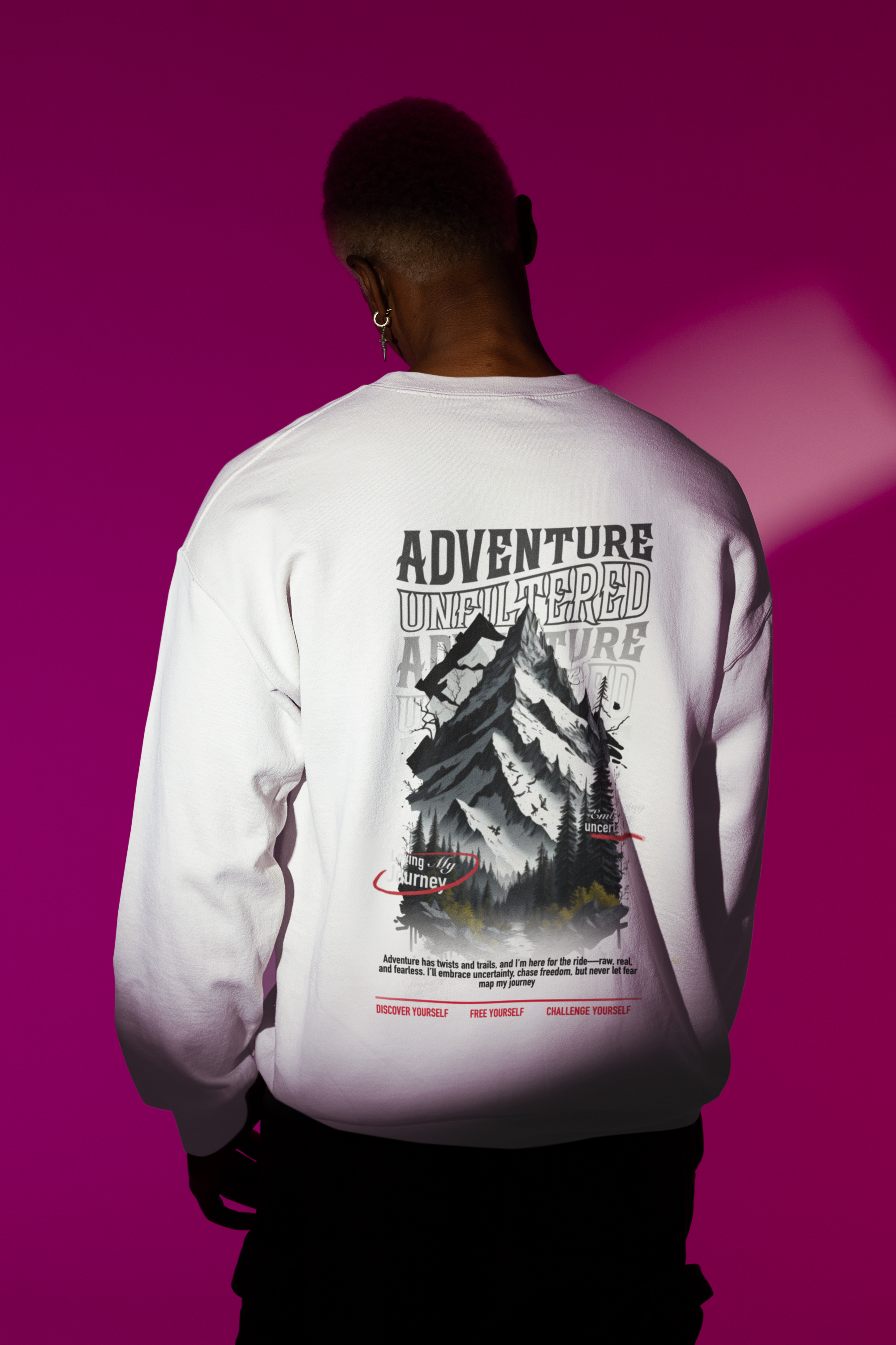Adventure Unfiltered Sweatshirt - Traveller's Quote Graphic Crewneck by RanggRiwaaz