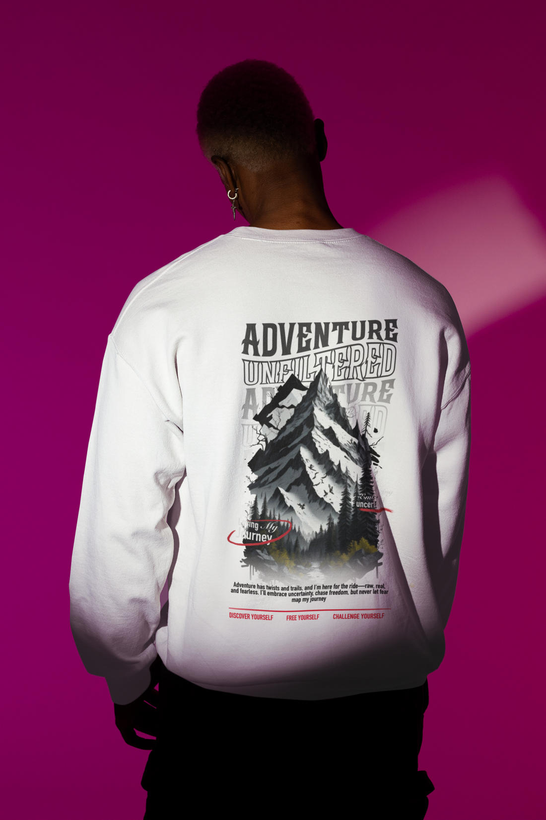 Adventure Unfiltered Sweatshirt - Traveller's Quote Graphic Crewneck by RanggRiwaaz