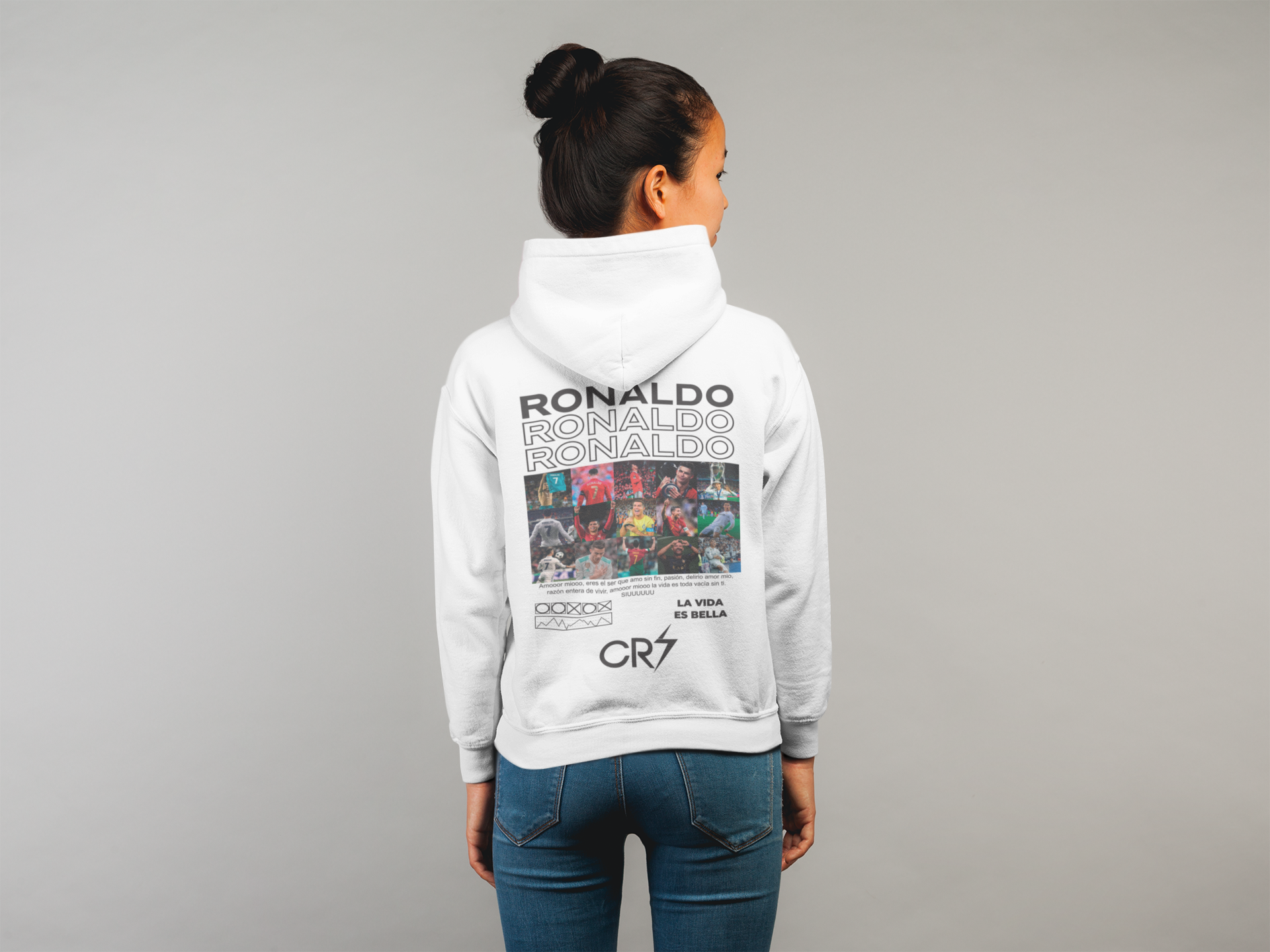 Cristiano Ronaldo "CR7 Icon" Career Moments (White) - Unisex Hoodie by RanggRiwaaz