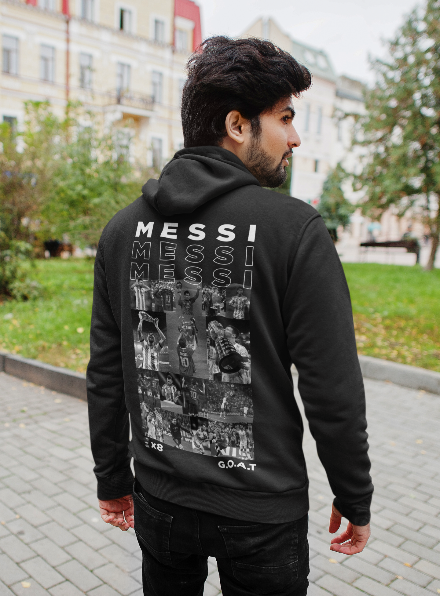 Lionel Messi "All Trophies" Champions League & World Cup Graphic Unisex Hoodie by RanggRiwaaz