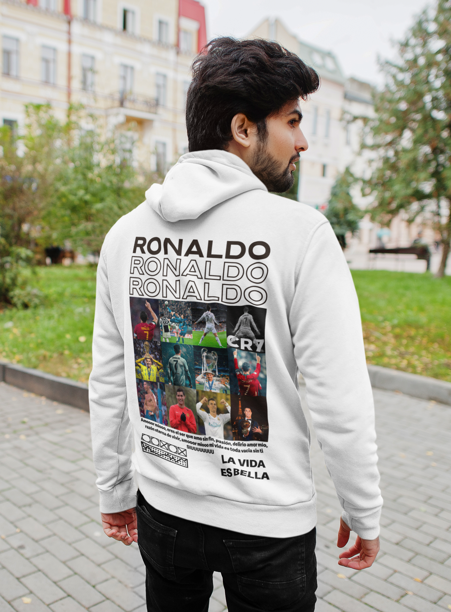 Ronaldo Forever: The Ultimate CR7 Career Collage - Unisex Hoodie by RanggRiwaaz