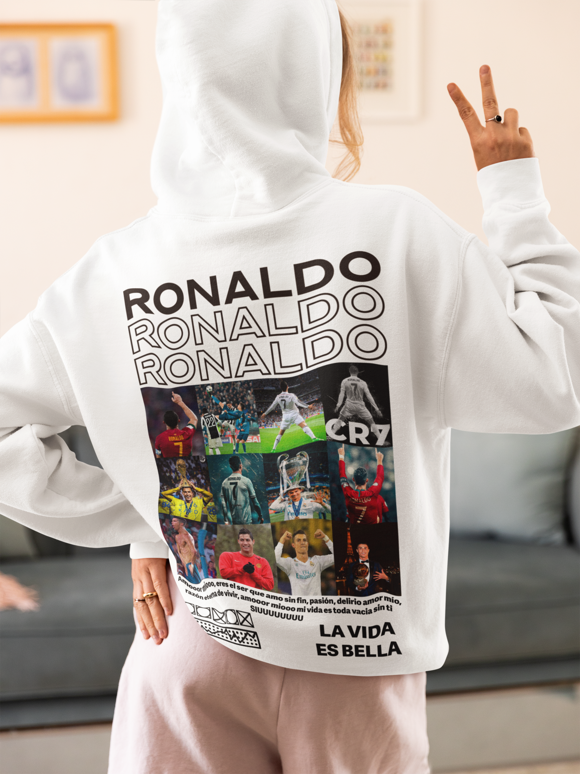 Ronaldo Forever: The Ultimate CR7 Career Collage - Unisex Hoodie by RanggRiwaaz