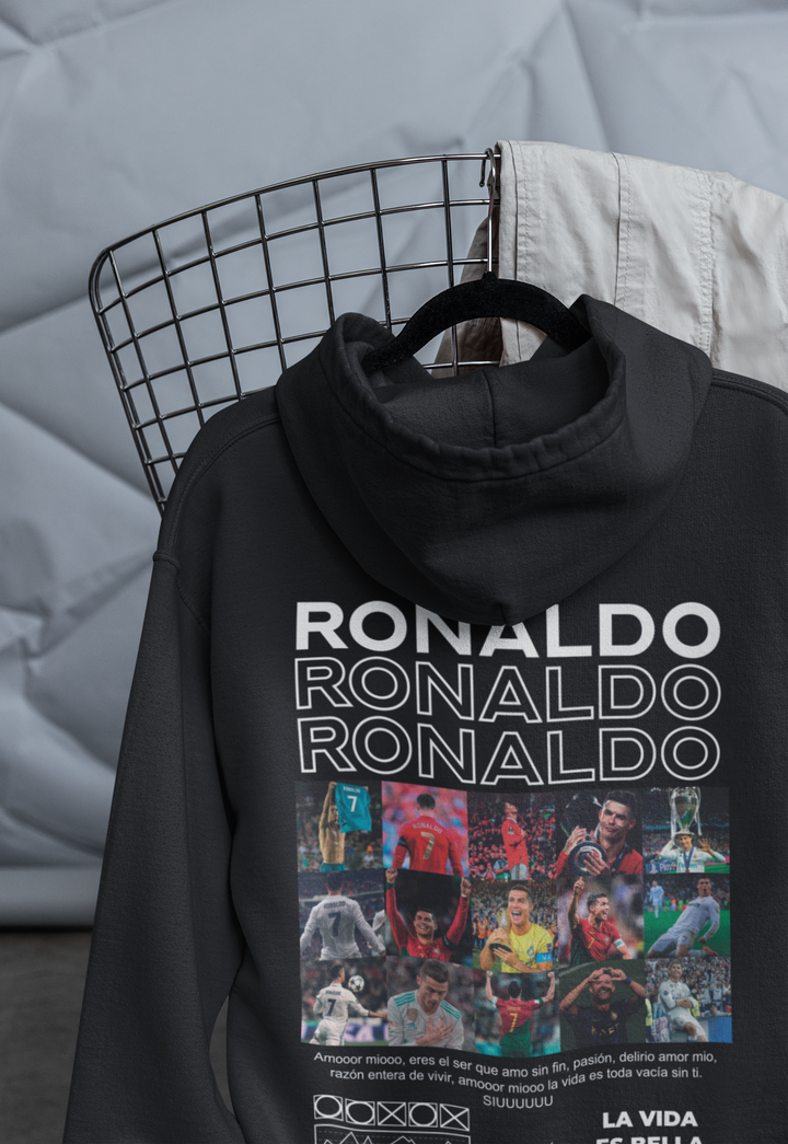 Cristiano Ronaldo "CR7 Icon" Career Moments (Black) - Unisex Hoodie by RanggRiwaaz