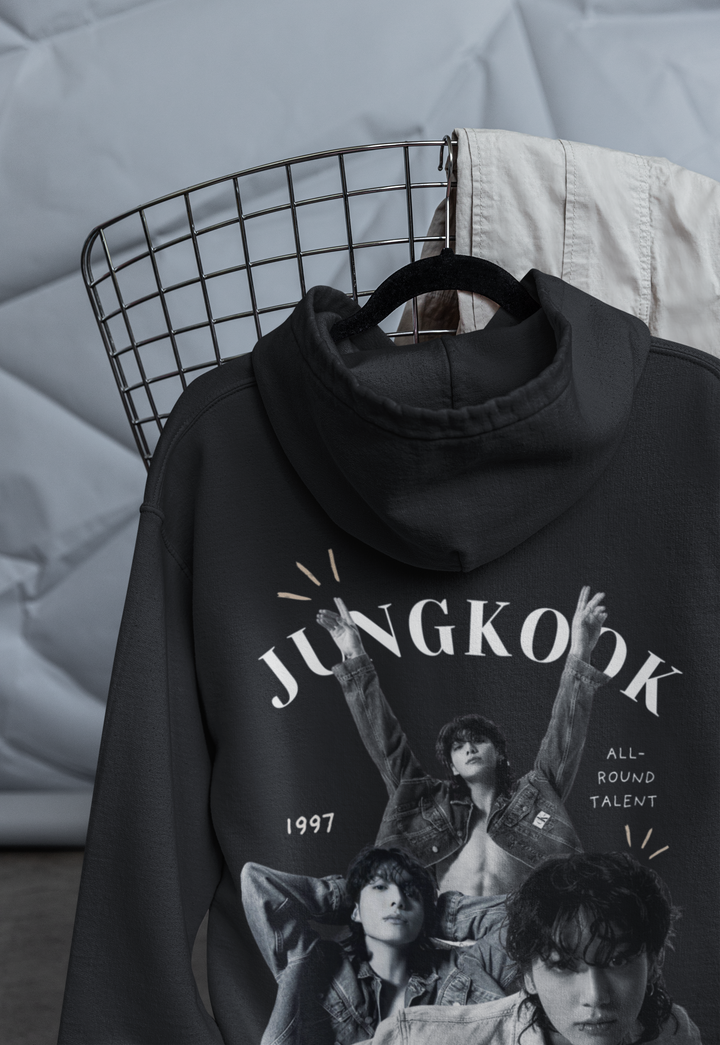 Jeon Jungkook 1997 Collage Hoodie | Golden Album Era Merch | BTS | K-POP Unisex Pullover Hoodie by RanggRiwaaz