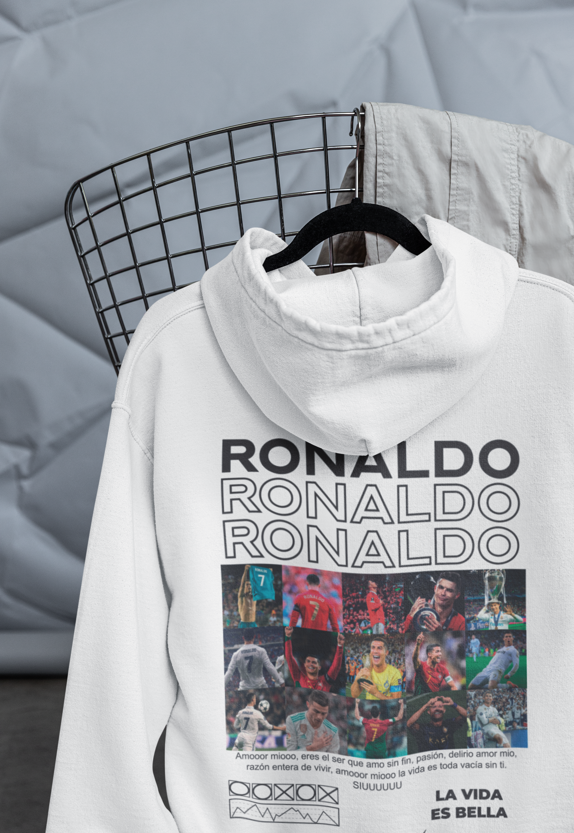 Cristiano Ronaldo "CR7 Icon" Career Moments (White) - Unisex Hoodie by RanggRiwaaz