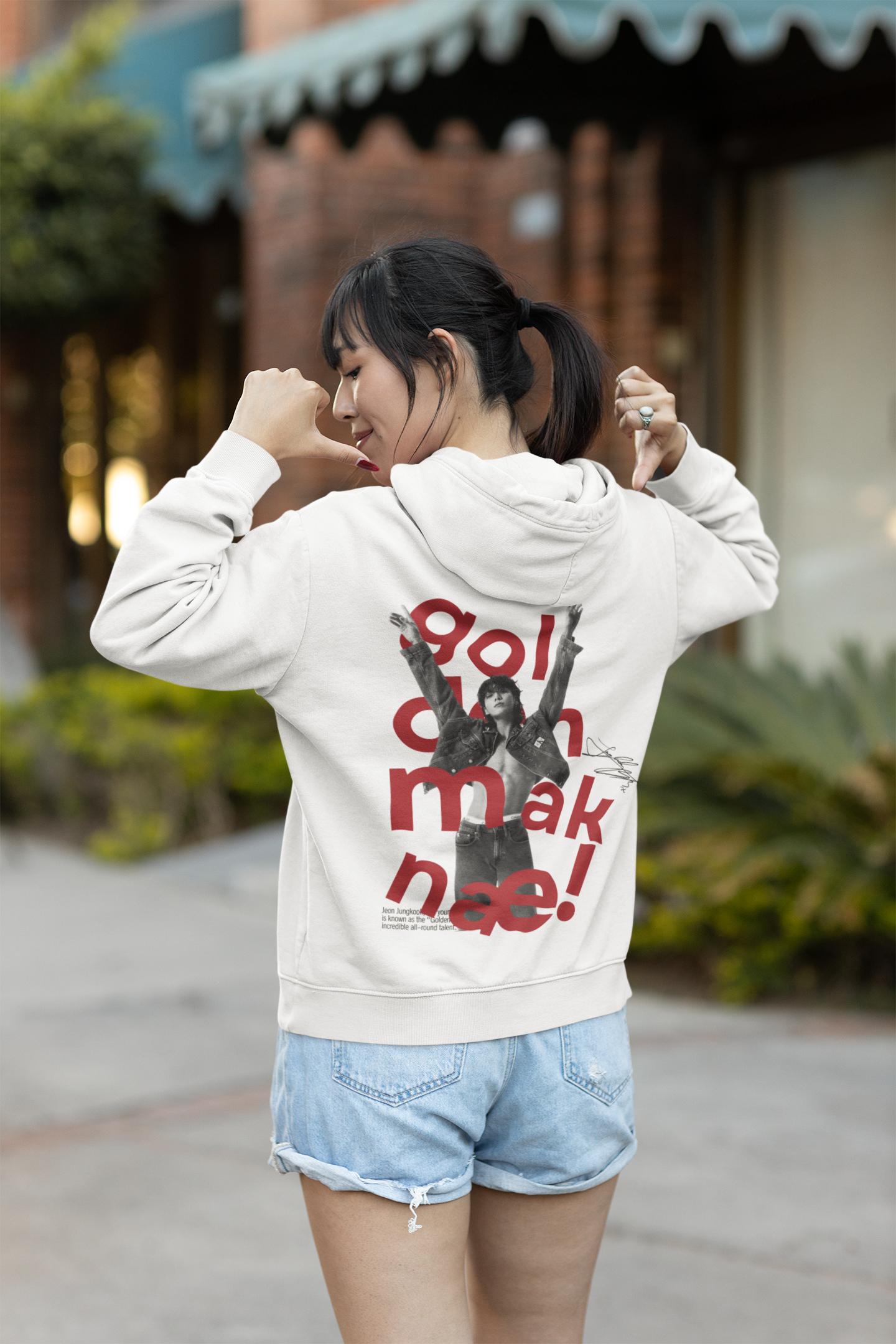 Jungkook Golden Maknae Hoodie | Bold Red Typography | BTS | K-POP Unisex Pullover Hoodie by RanggRiwaaz