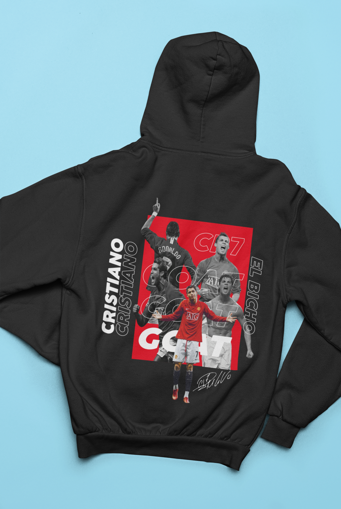 Man U Legend CR7 GOAT Graphic Hoodie | Old Trafford Hero - Unisex Hoodie by RanggRiwaaz