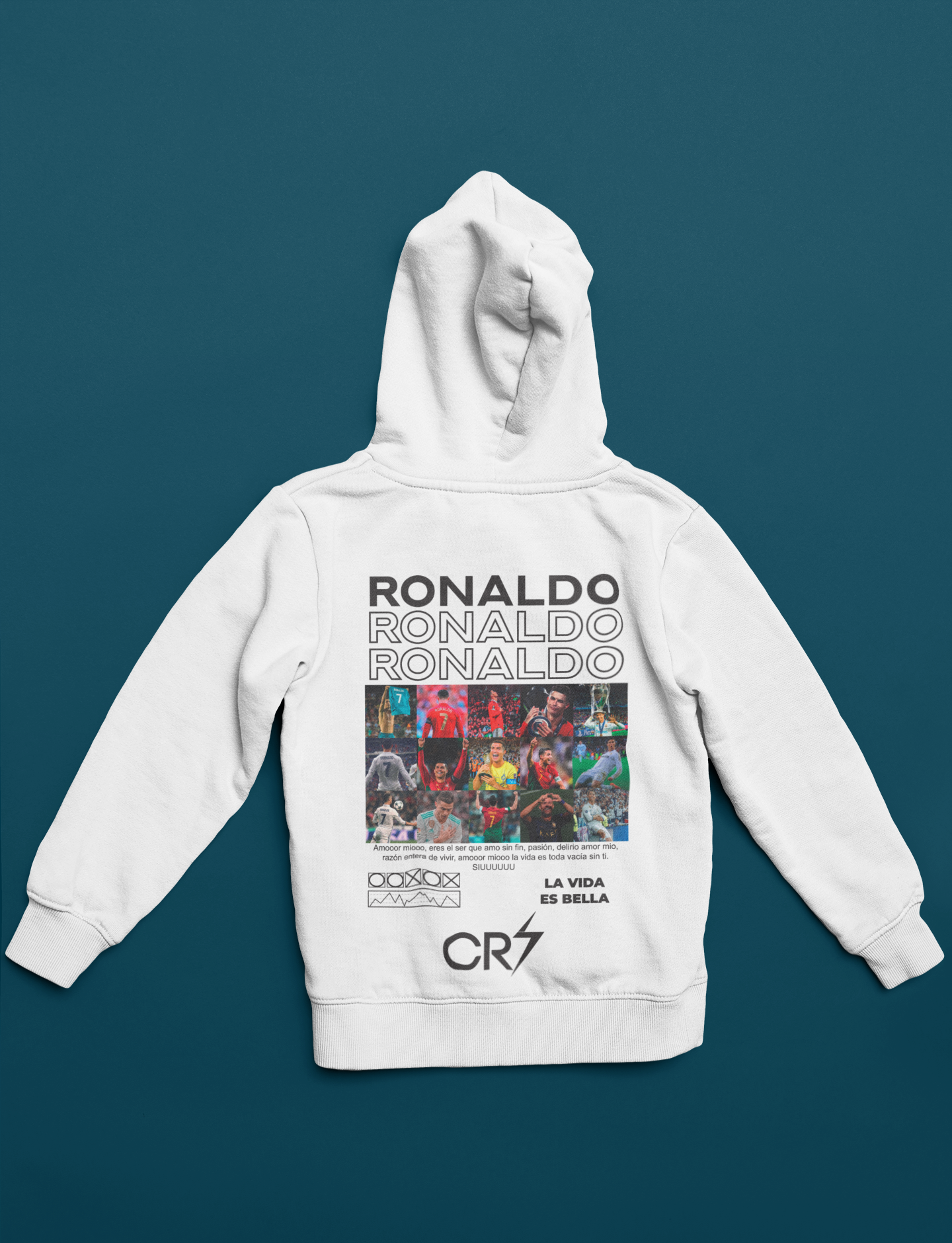 Cristiano Ronaldo "CR7 Icon" Career Moments (White) - Unisex Hoodie by RanggRiwaaz