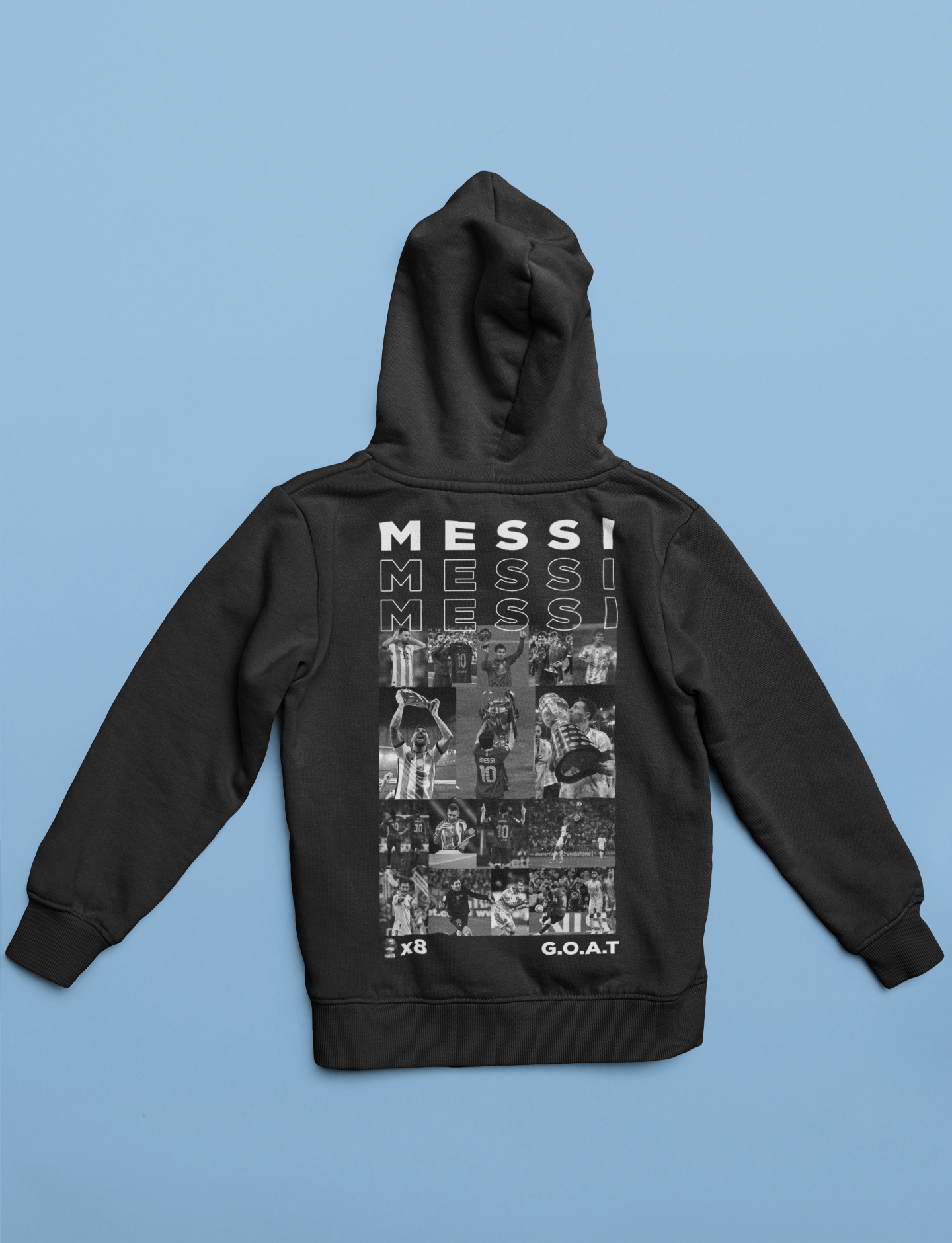 Lionel Messi "All Trophies" Champions League & World Cup Graphic Unisex Hoodie by RanggRiwaaz