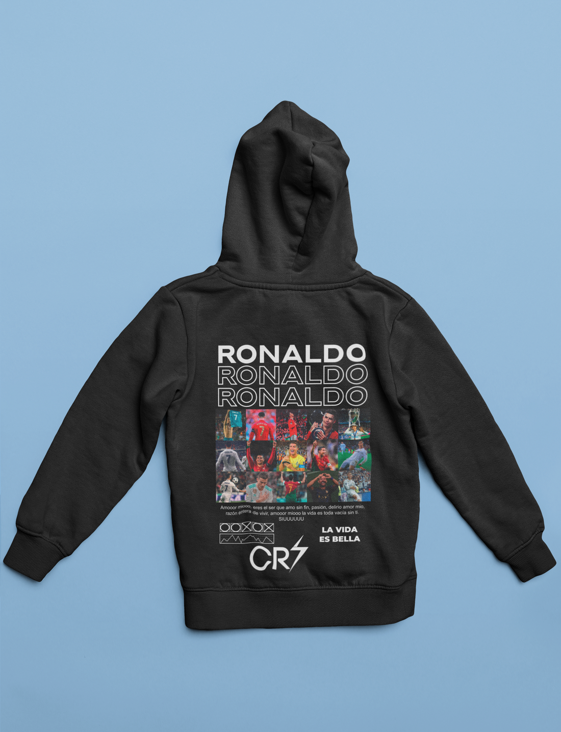 Cristiano Ronaldo "CR7 Icon" Career Moments (Black) - Unisex Hoodie by RanggRiwaaz