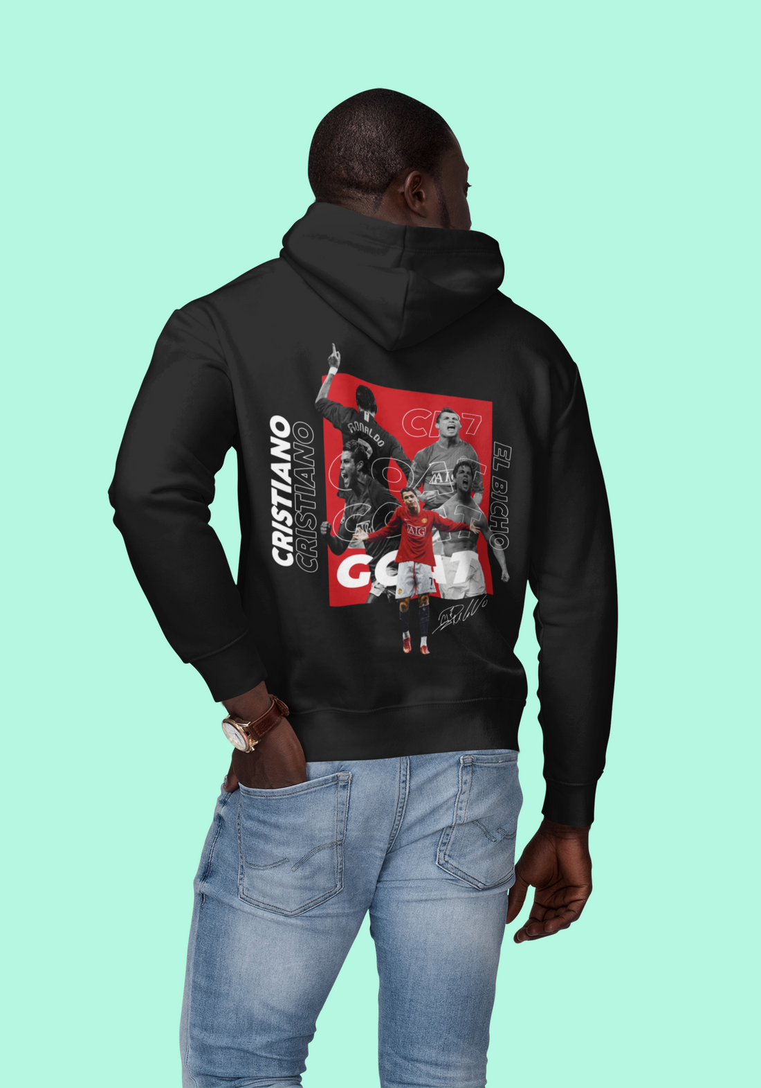 Man U Legend CR7 GOAT Graphic Hoodie | Old Trafford Hero - Unisex Hoodie by RanggRiwaaz