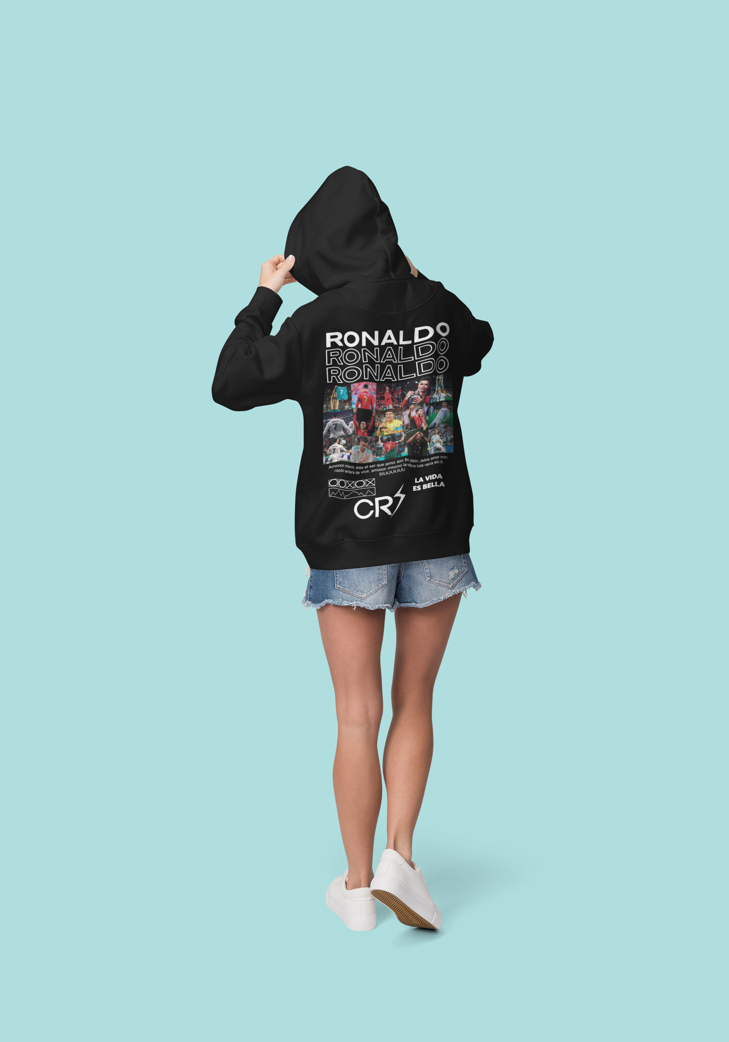 Cristiano Ronaldo "CR7 Icon" Career Moments (Black) - Unisex Hoodie by RanggRiwaaz