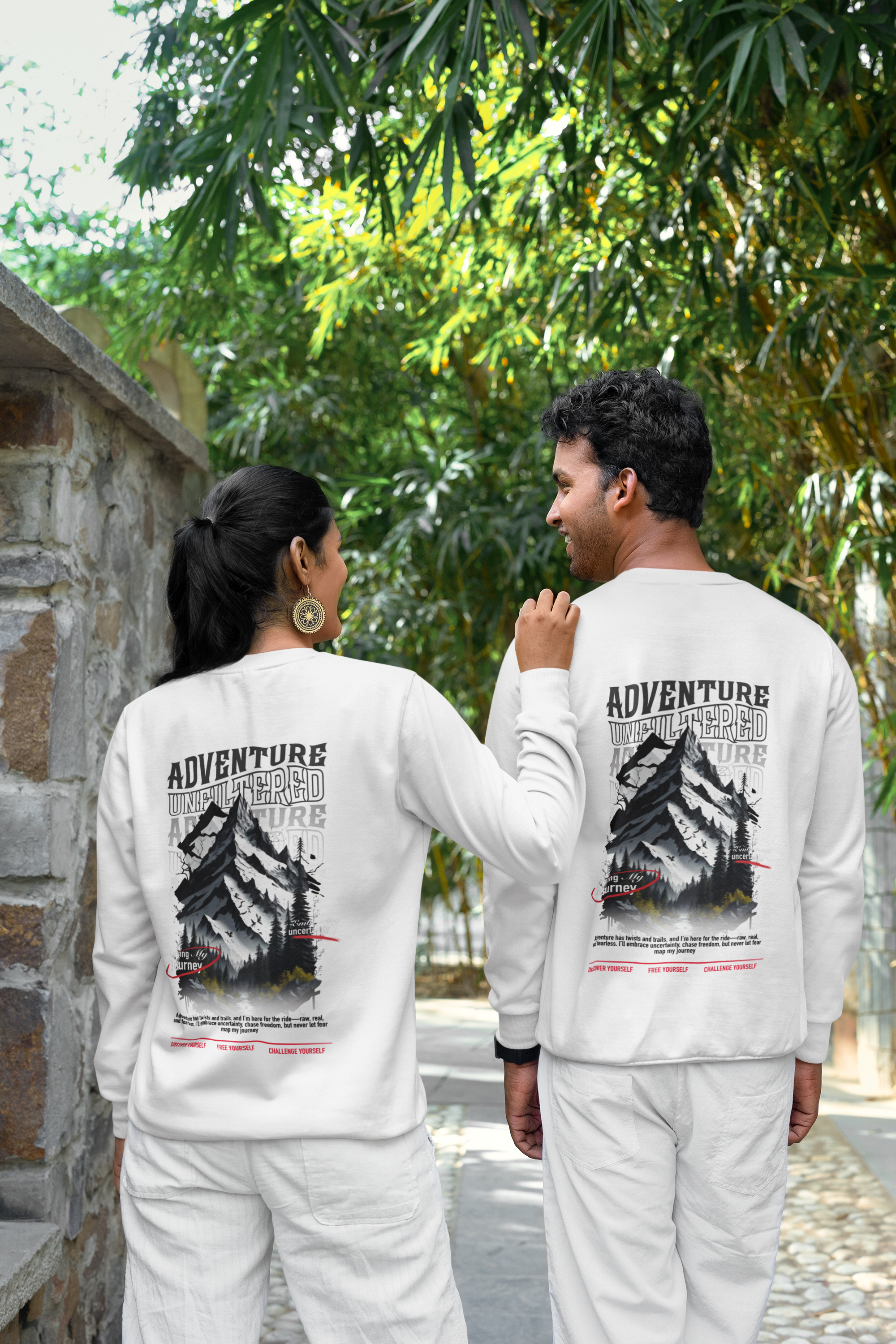 Adventure Unfiltered Sweatshirt - Traveller's Quote Graphic Crewneck by RanggRiwaaz