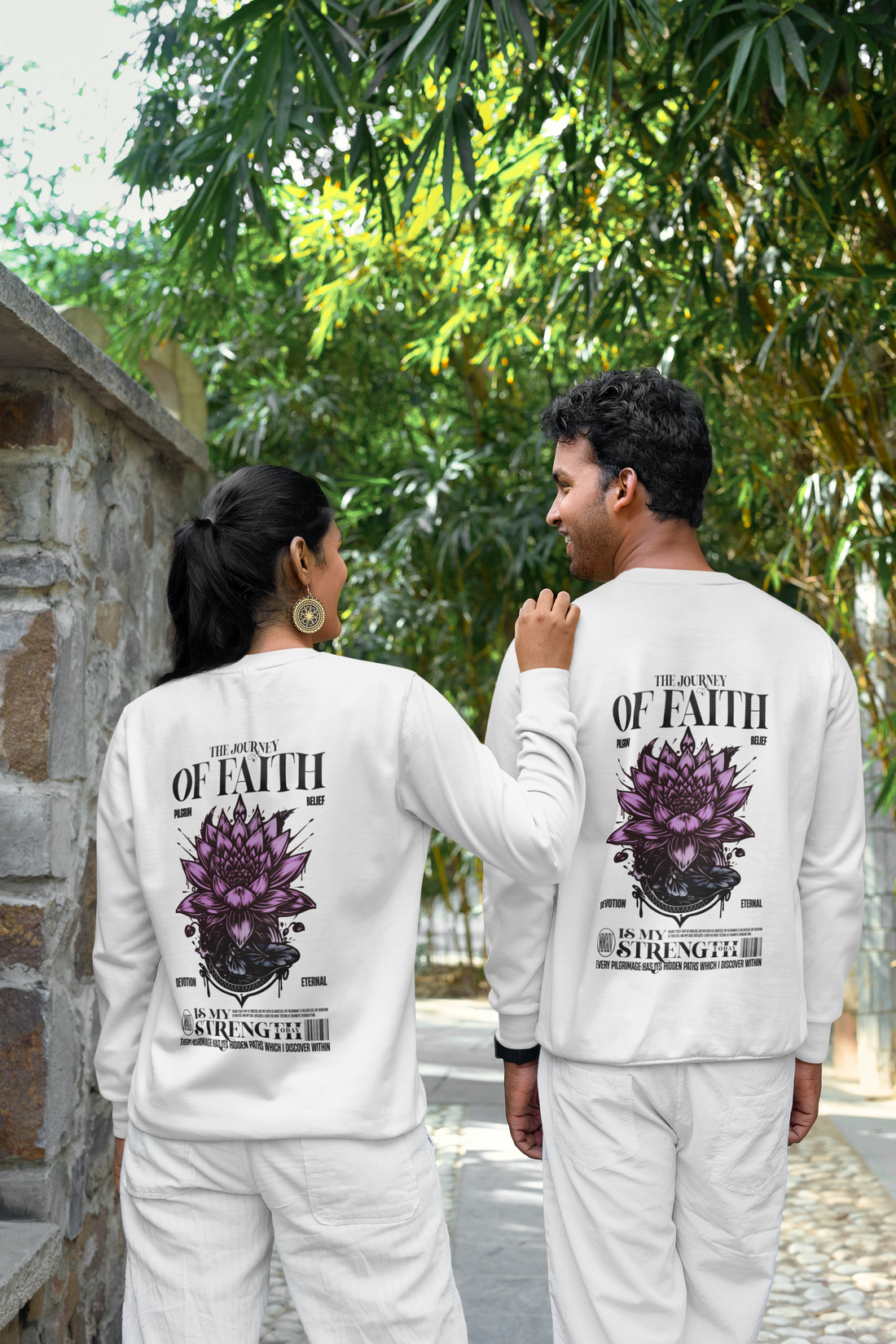 "The Journey of Faith is My Strength" Pilgrim Sweatshirt - Religious Apparel by RanggRiwaaz