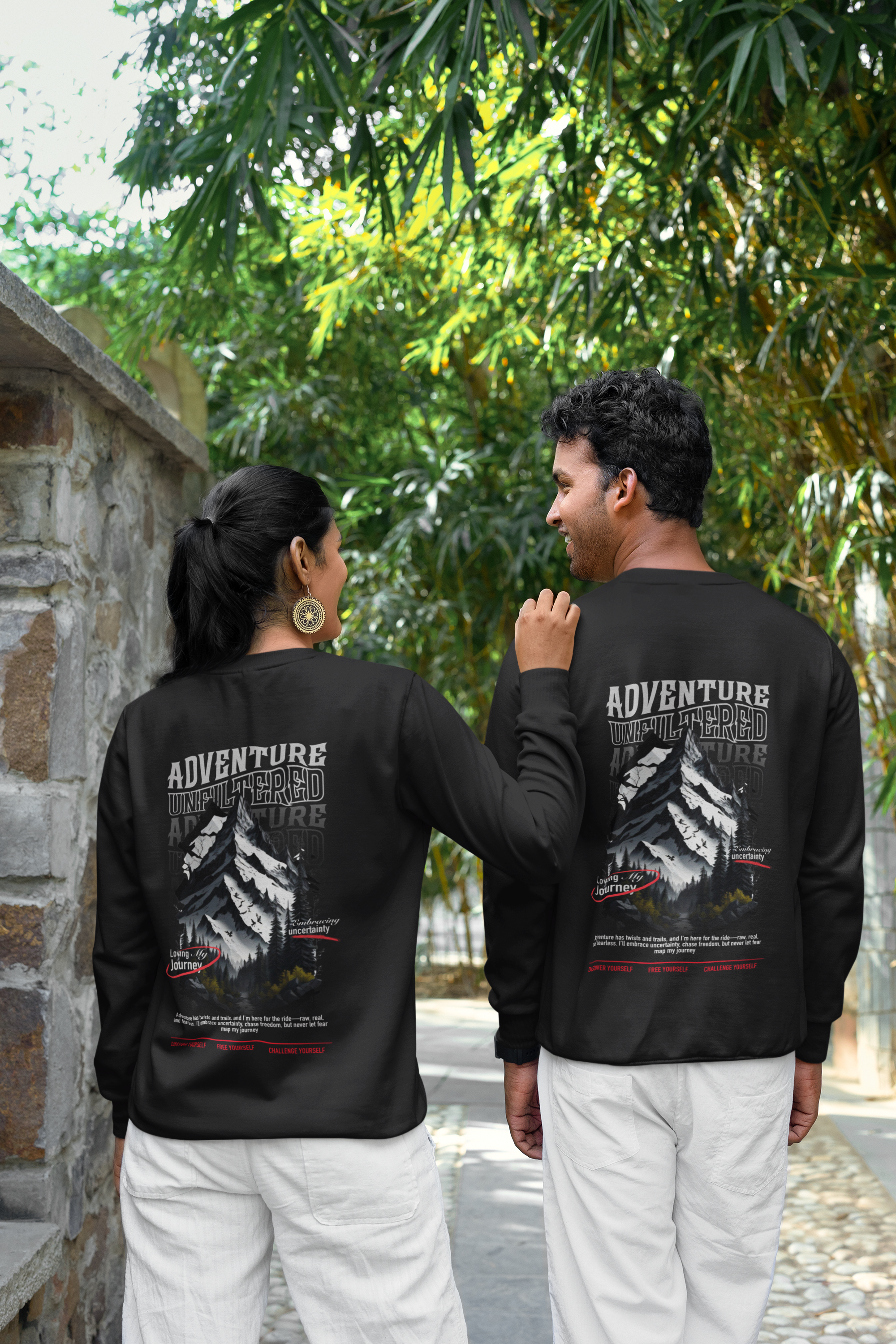 Adventure Unfiltered Sweatshirt - Traveller's Quote Graphic Crewneck by RanggRiwaaz