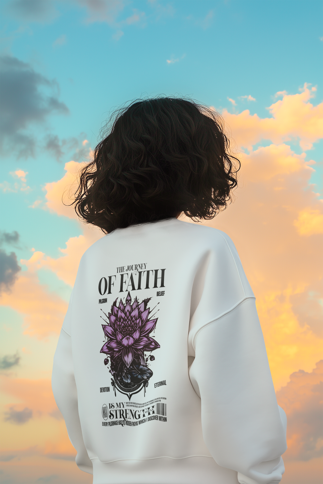 "The Journey of Faith is My Strength" Pilgrim Sweatshirt - Religious Apparel by RanggRiwaaz